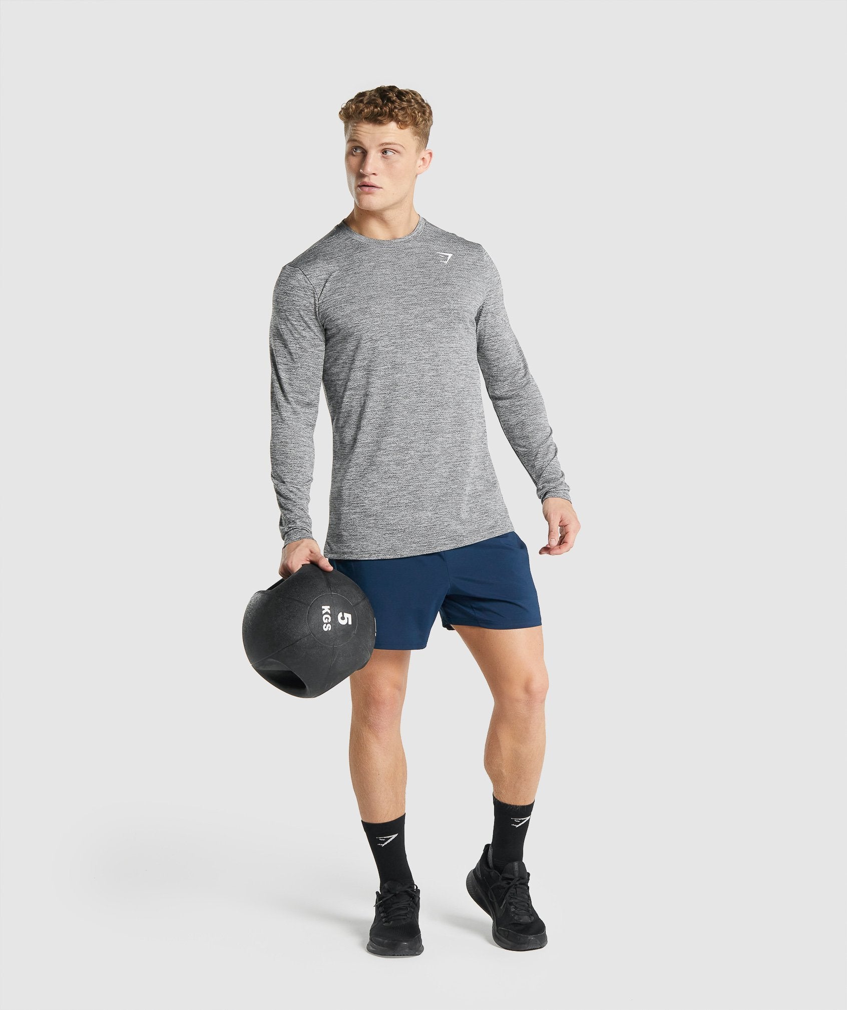 Arrival Marl Long Sleeve T-Shirt in Charcoal Marl - view 4