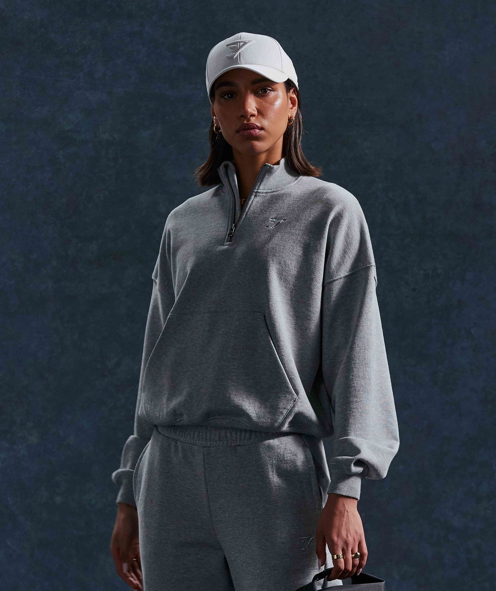 Rest Day Sweats 1/2 Zip Pullover in Light Grey Core Marl - view 1