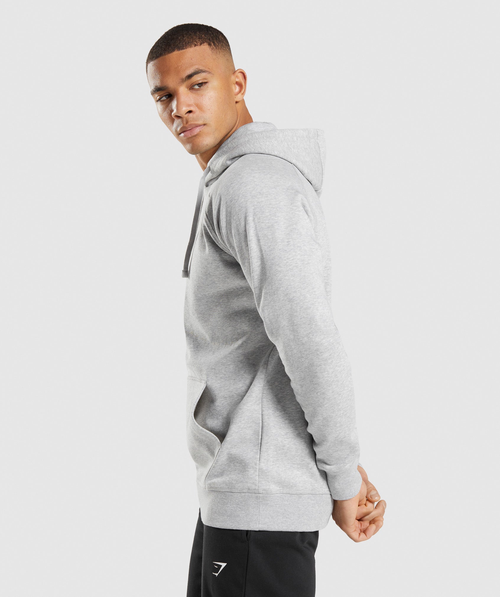 Crest Hoodie in Light Grey Marl - view 3