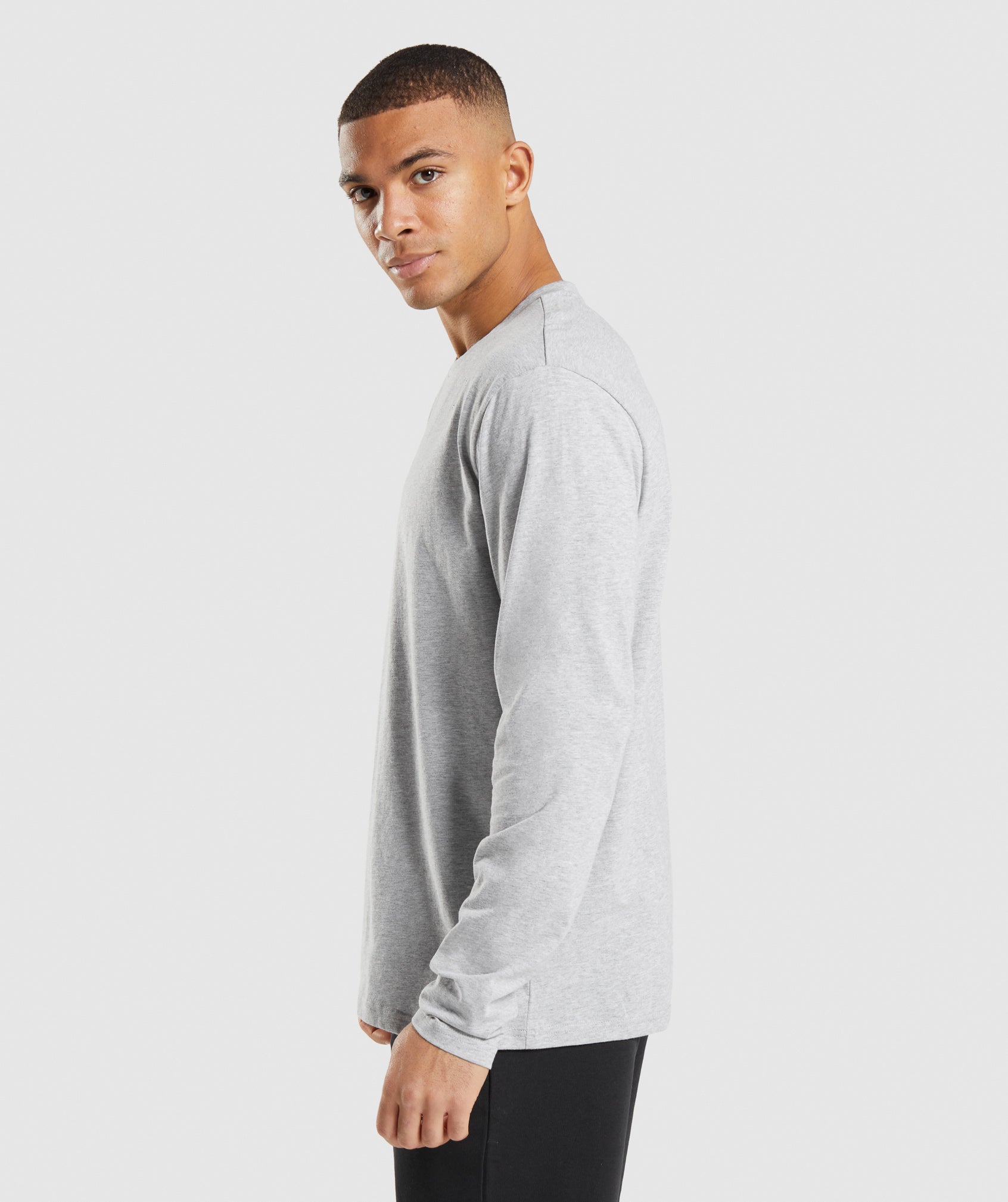 Crest Long Sleeve T-Shirt in Light Grey Core Marl - view 3
