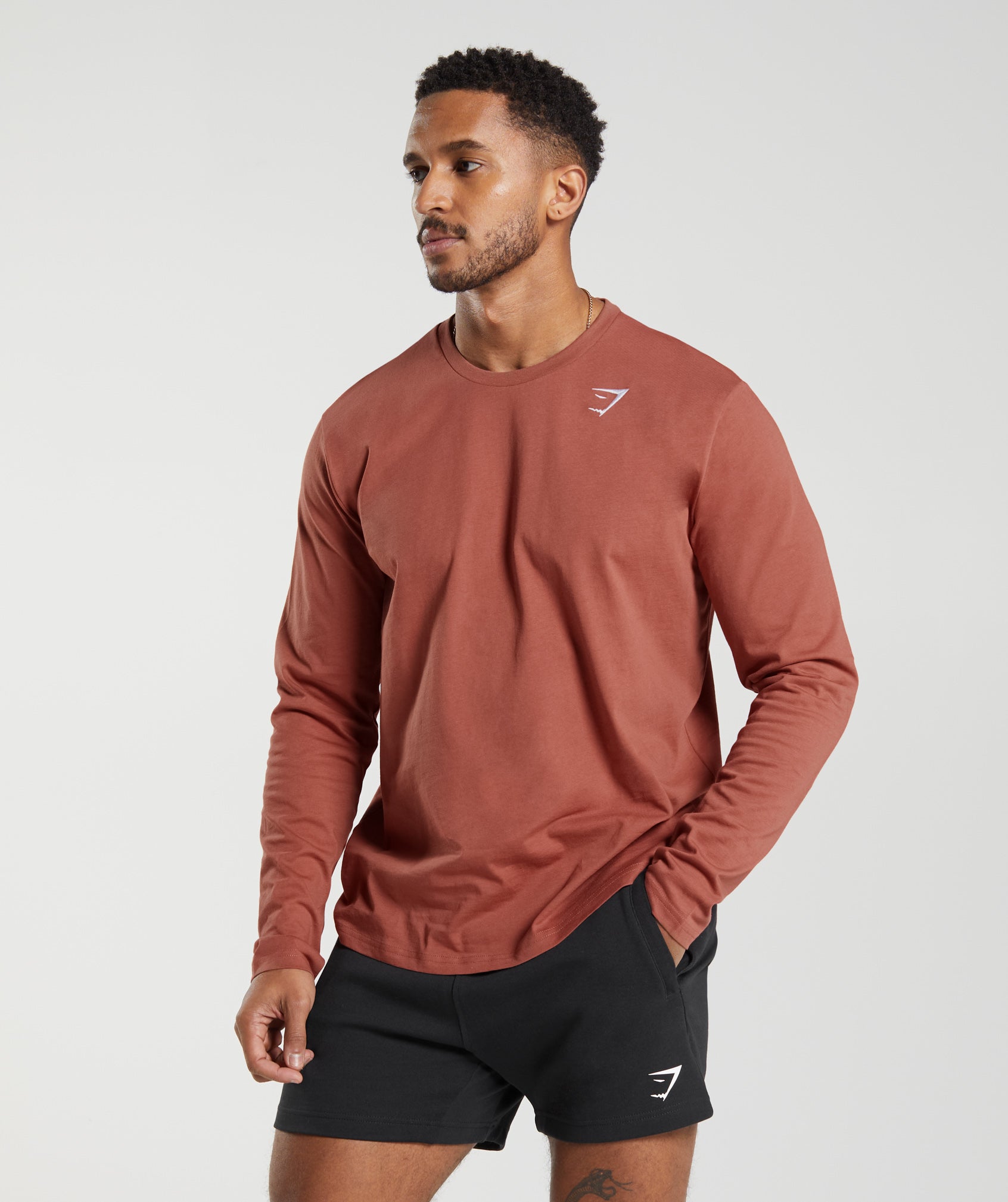 Crest Long Sleeve T-Shirt in Persimmon Red - view 1