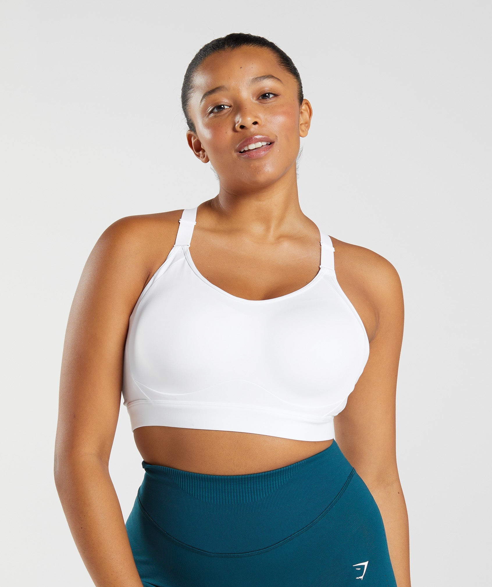 Cut Out Back High Support Sports Bra in White - view 2