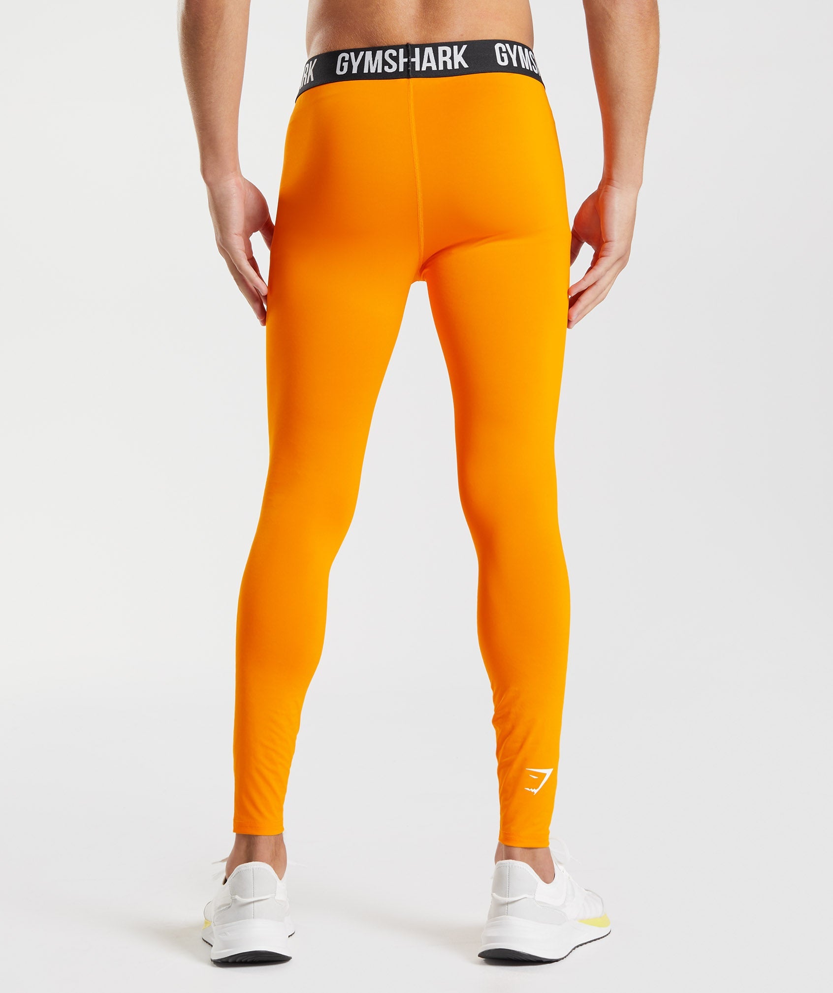 Men Running Tights Orange Gym Leggings Man Compression Pants Low