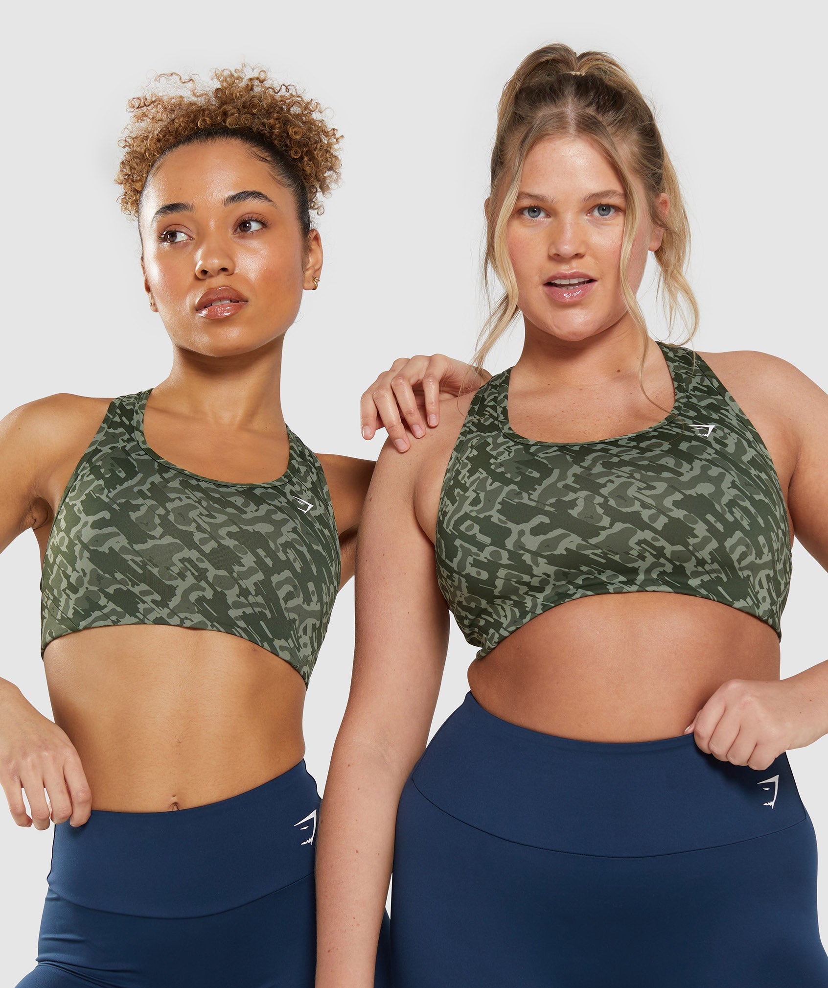 Essential Racer Back Sports Bra in Green Print