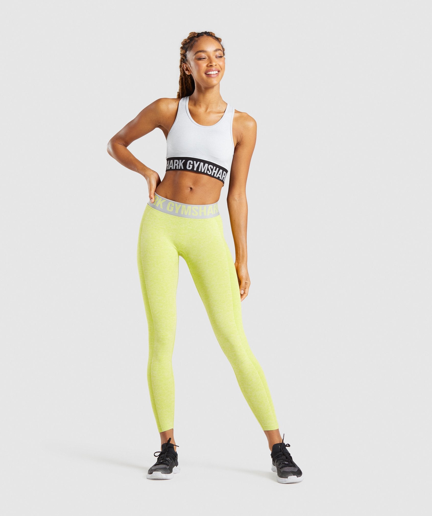 Gymshark Flex Low Rise Leggings - Lime Marl/Light Grey