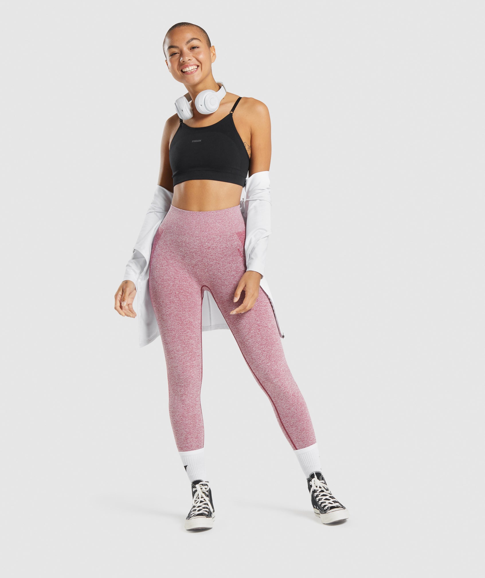 Flex High Waisted Leggings in Pink Marl - view 4