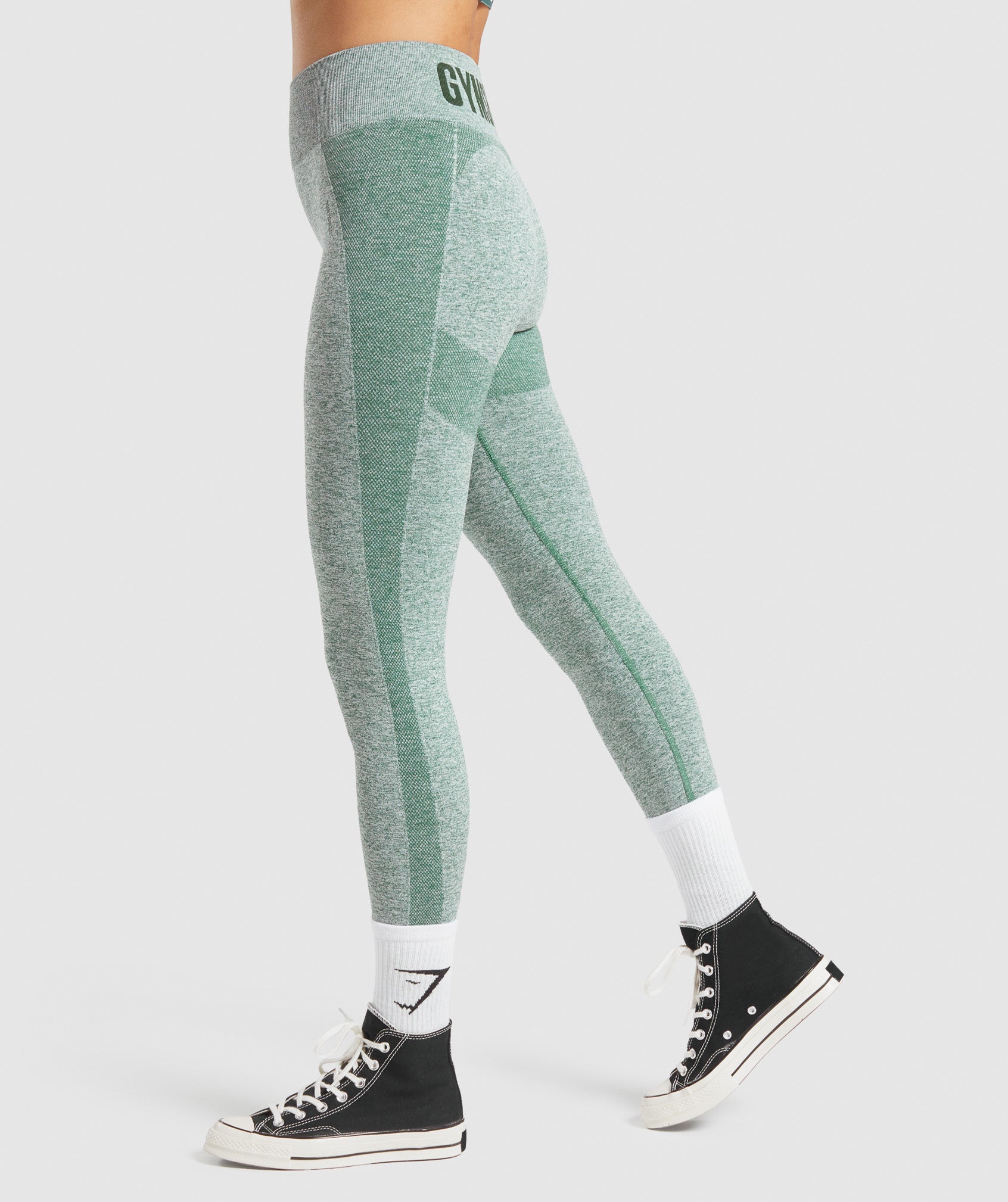 Gymshark Flex Leggings in Smokey Grey Marl/Jade Green Multiple - $40 New  With Tags - From May