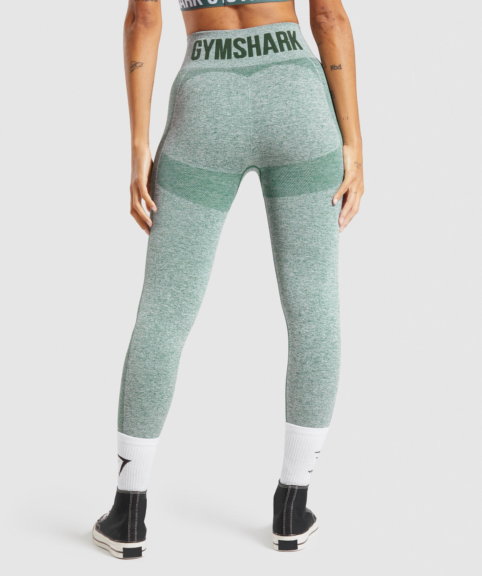 Gymshark Women's Flex High Waisted leggings Studio Green Marl Size Large