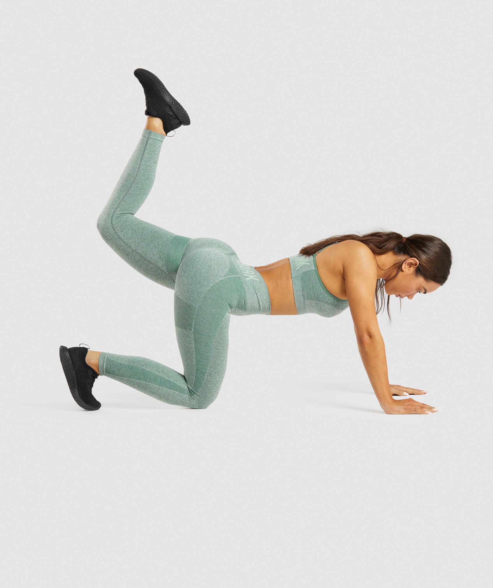 Flex High Waisted Leggings in Studio Green Marl - view 4