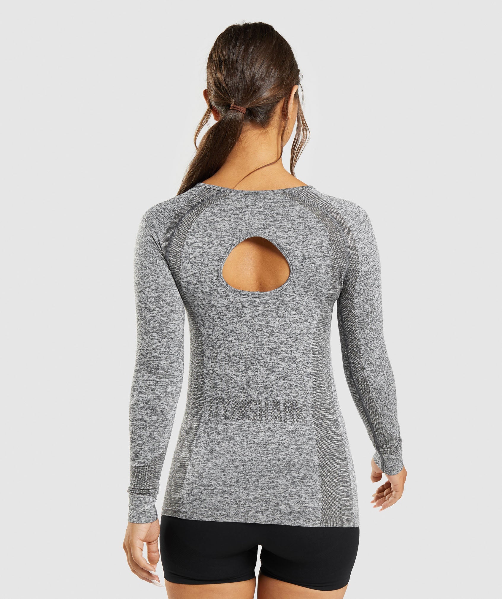 Gymshark Flex Sports Long Sleeve Crop Top - Charcoal Marl/teal from Gymshark  on 21 Buttons