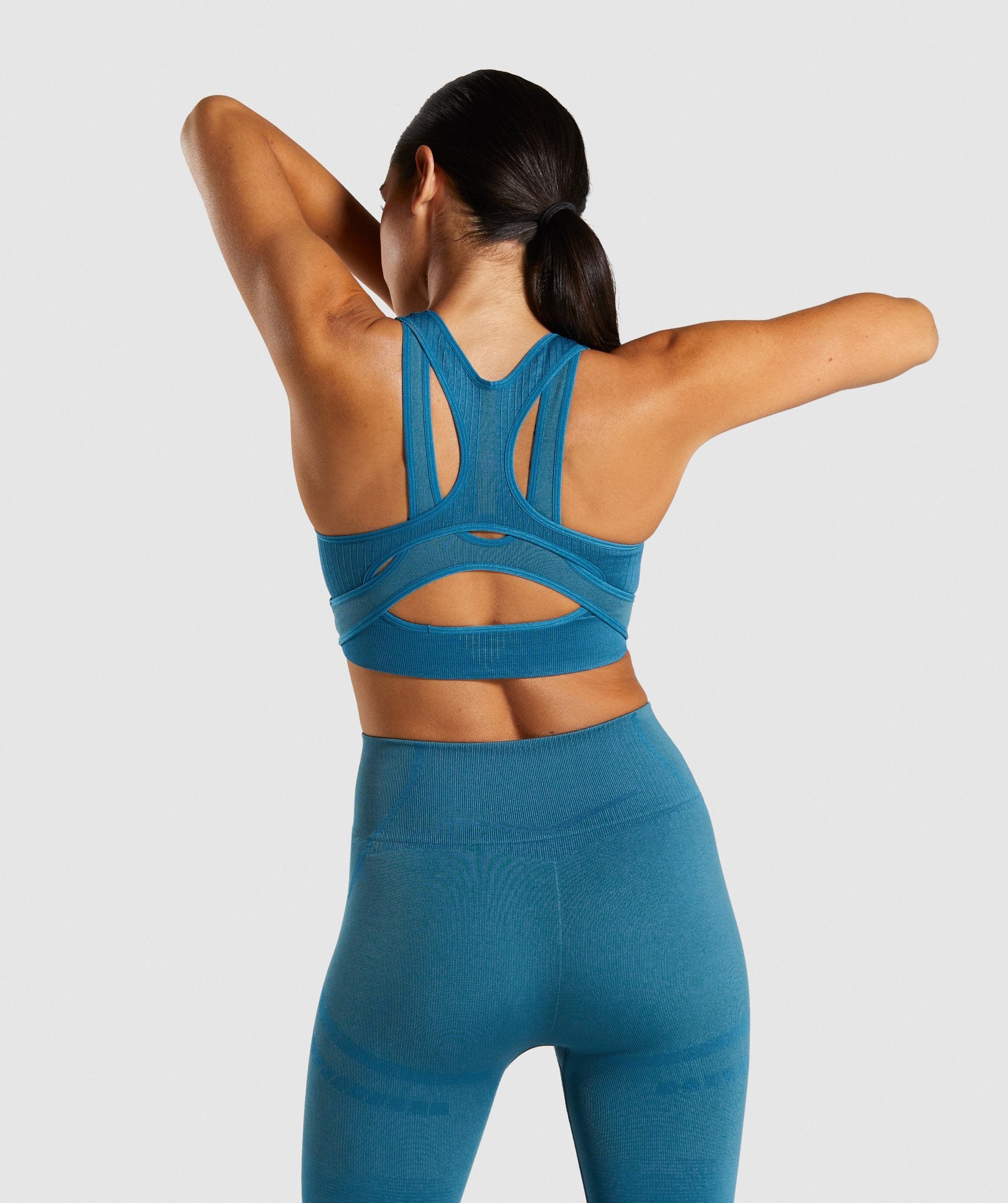 Geo Seamless Sports Bra in Teal