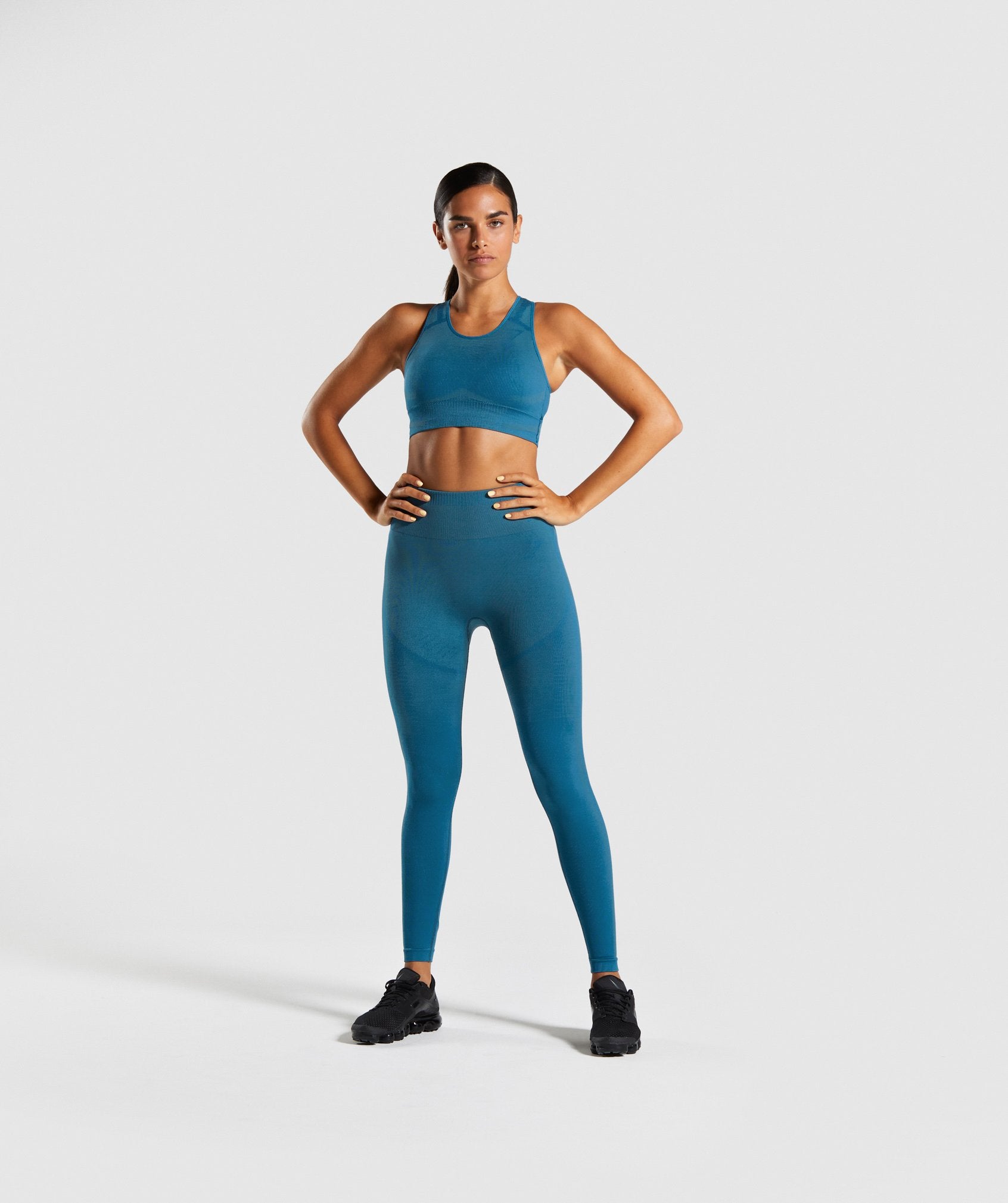 Geo Seamless Sports Bra in Teal