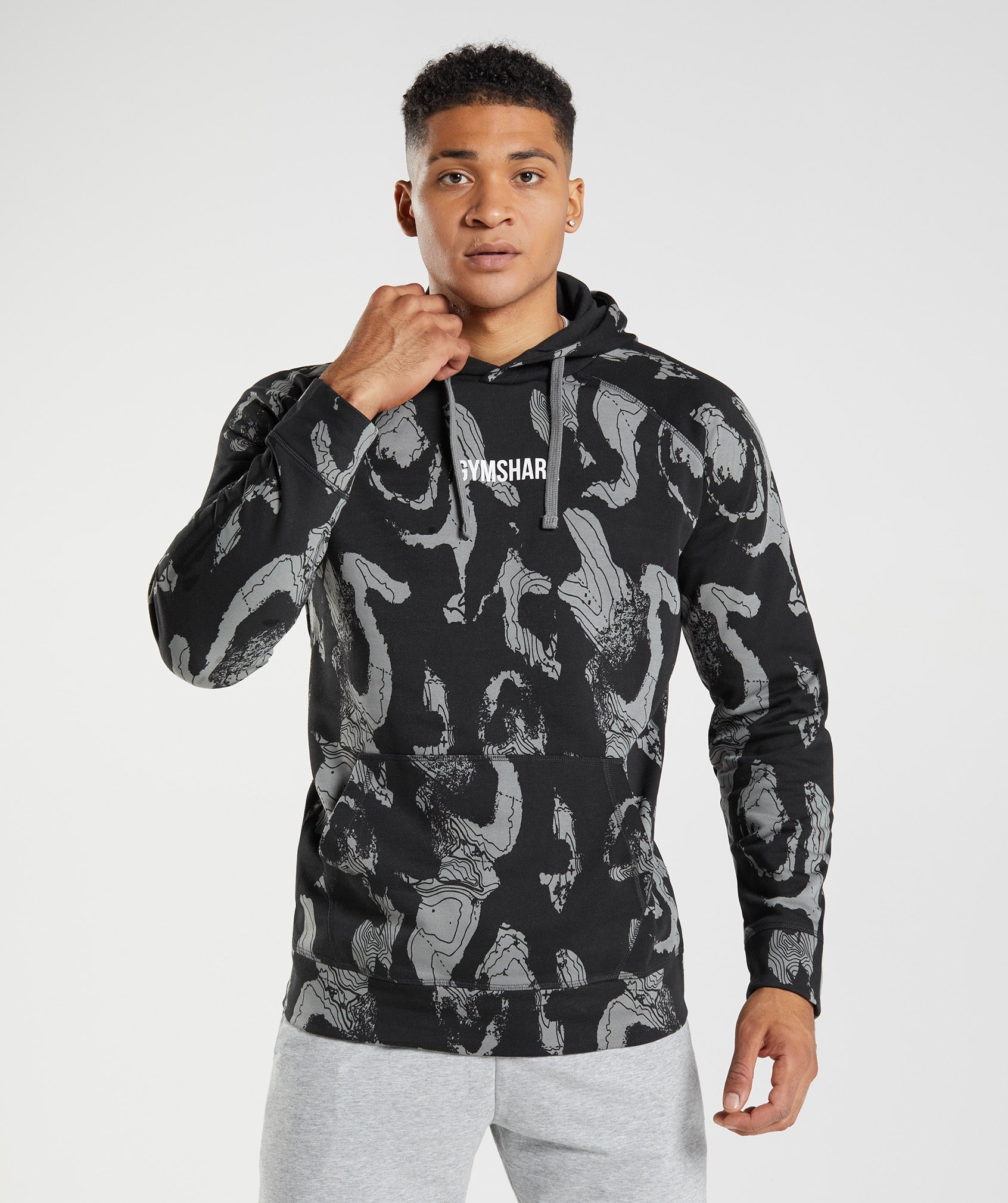 Map Print Hoodie in Black Print - view 1