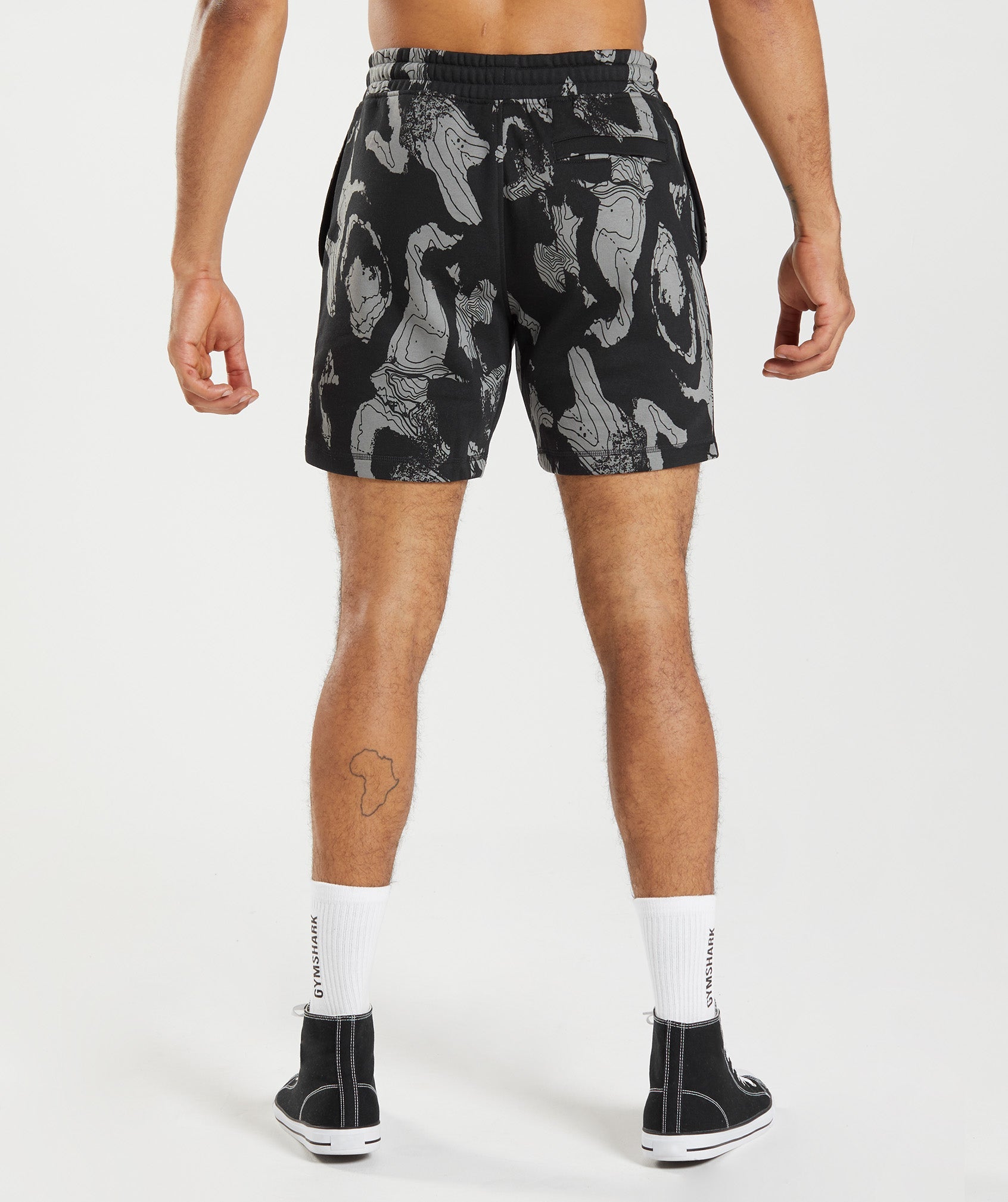 Map Print Shorts in Black Print - view 2