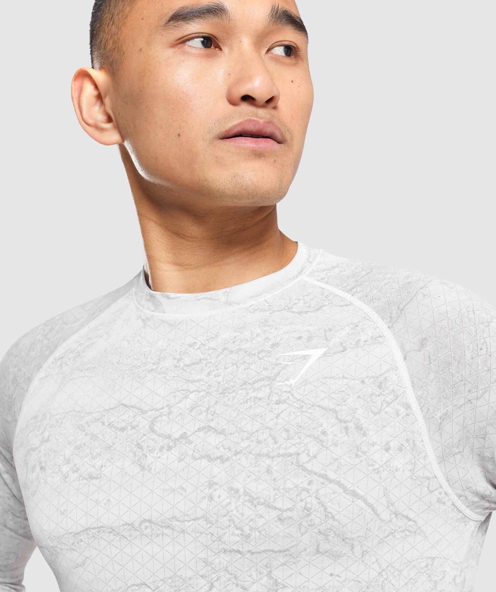 Geo Seamless Long Sleeve T-Shirt in Off White/Light Grey - view 6