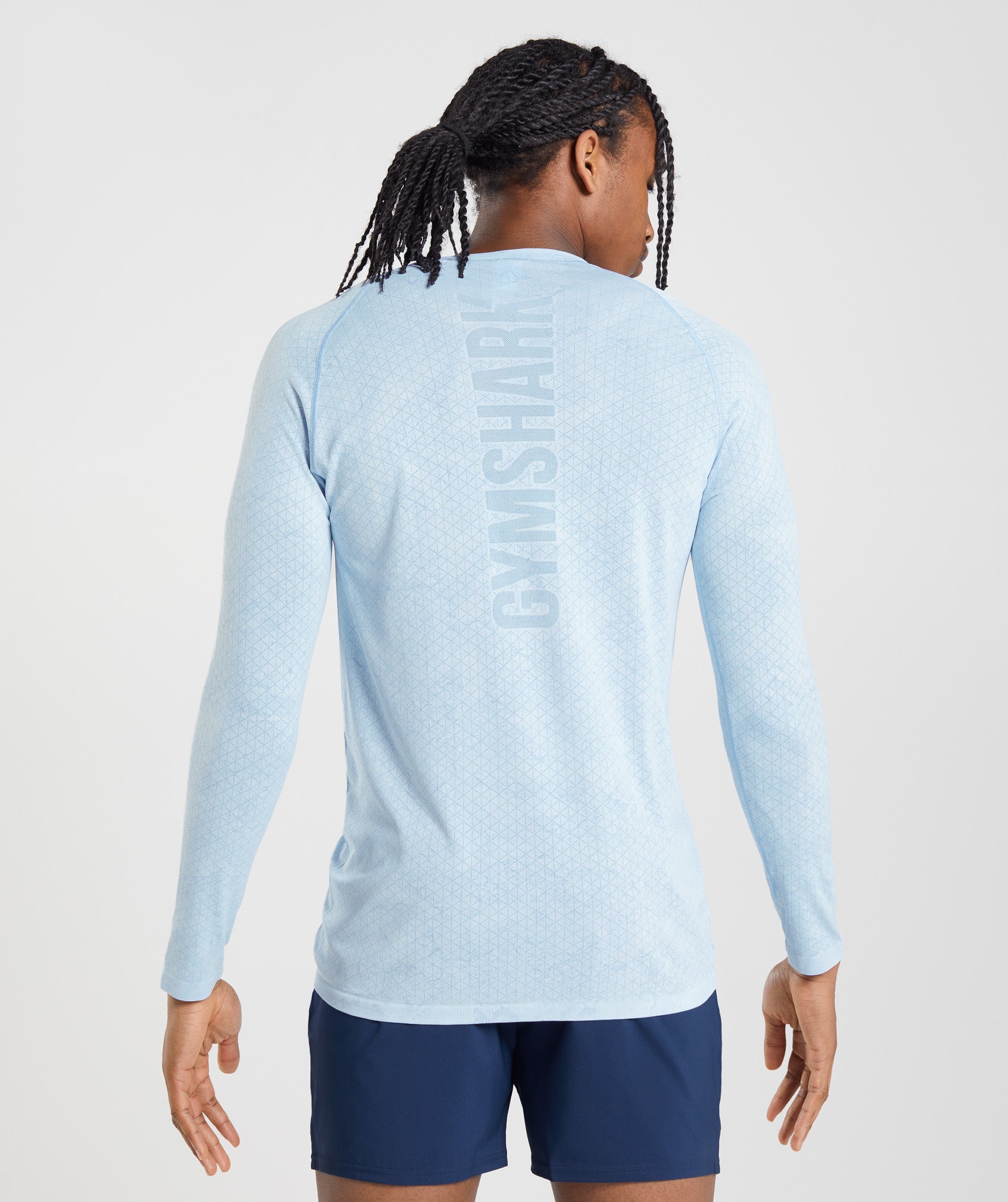 Geo Seamless Long Sleeve T-Shirt in White/Moonstone Blue - view 1
