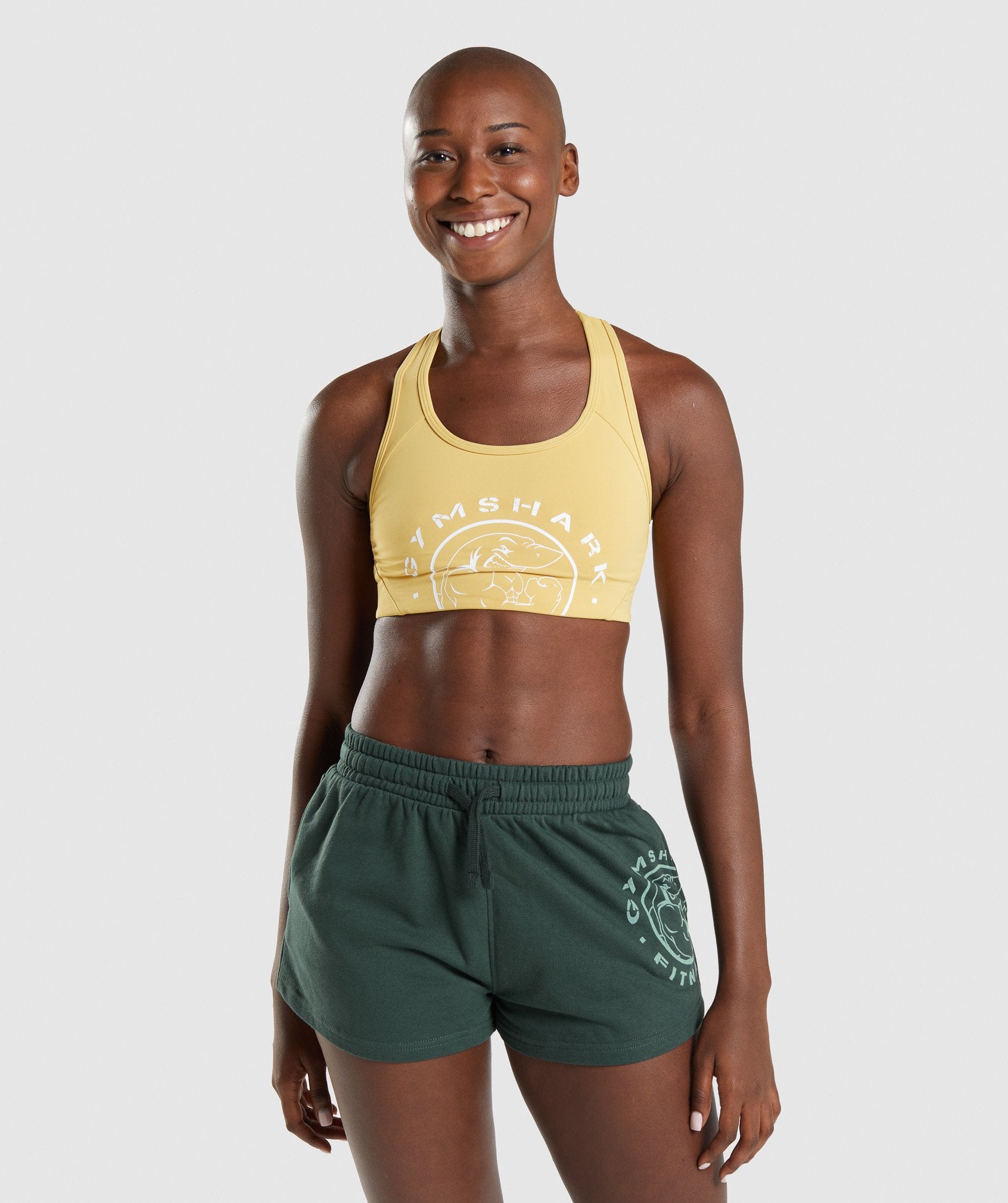 GymShark Womens Mustard Gfx Legacy Sports Bra Size S