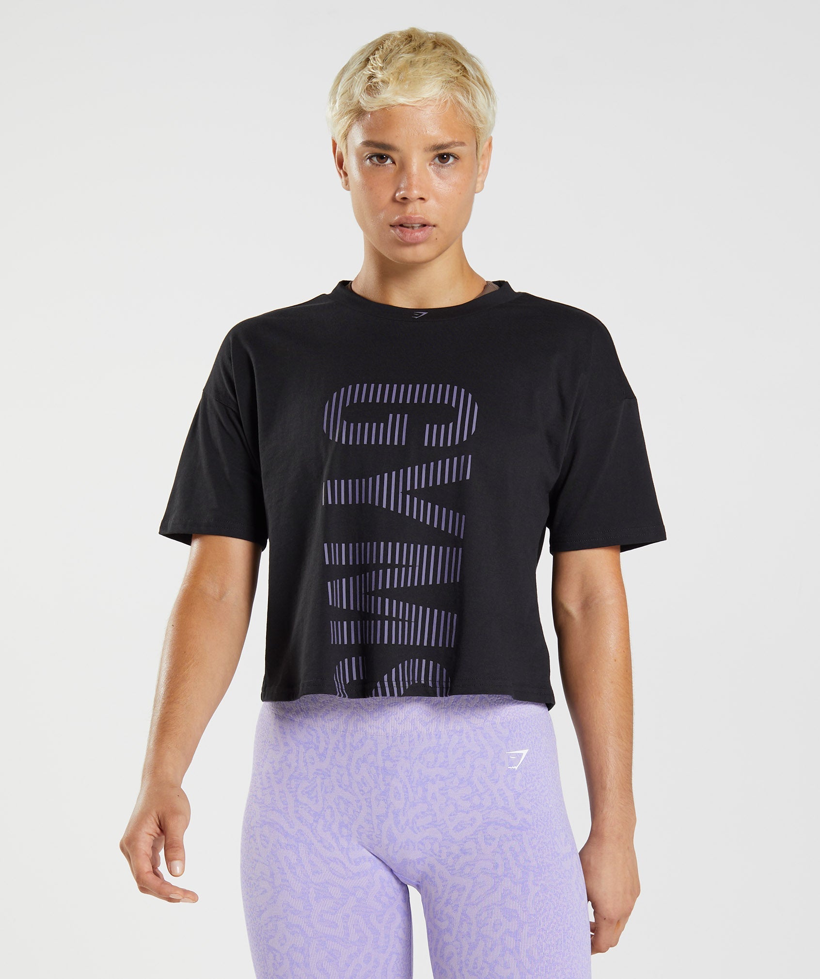 Gymshark 315 Midi T-Shirt - Black/Mercury Purple