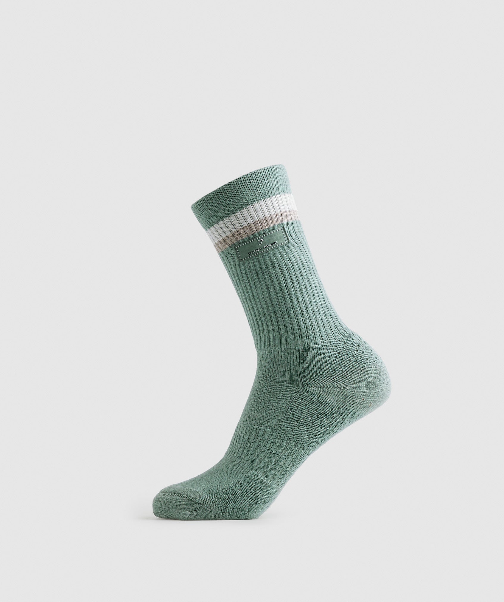 Whitney Crew Socks in Skylight White/Cozy Grey/Cement Brown/Leaf Green - view 3