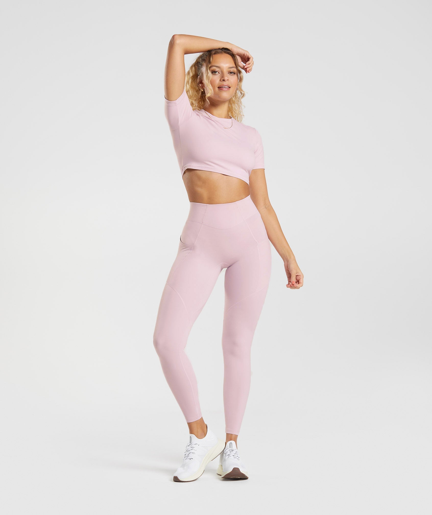 Whitney Short Sleeve Crop Top in Pressed Petal Pink - view 4