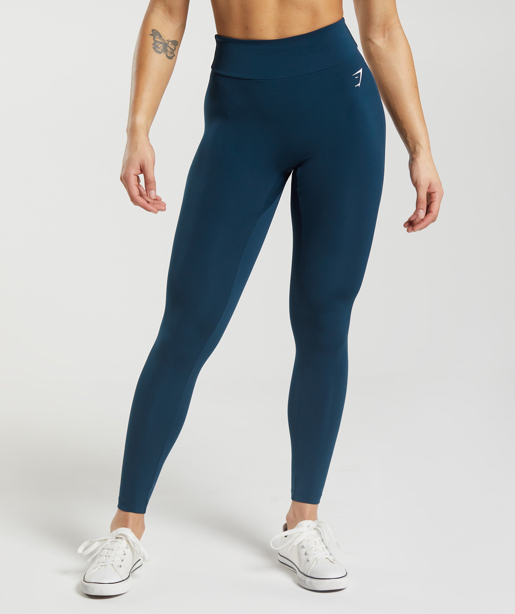 Gymshark Women's L Training Cropped Leggings Light Blue High Rise GLLG4716  NWT