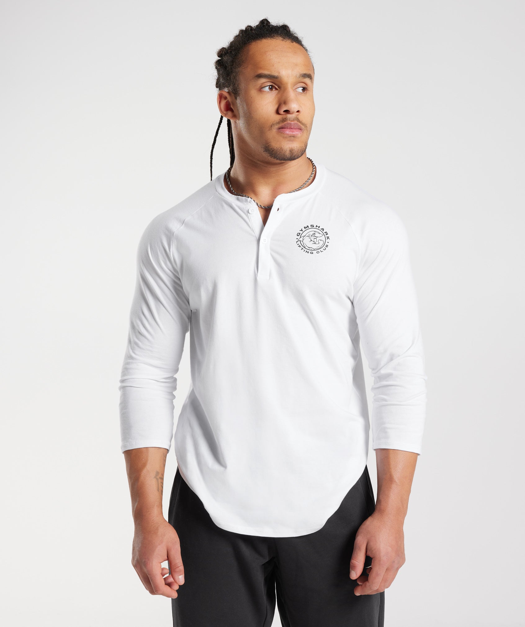 Gymshark Legacy Henley Top - Light Grey Marl