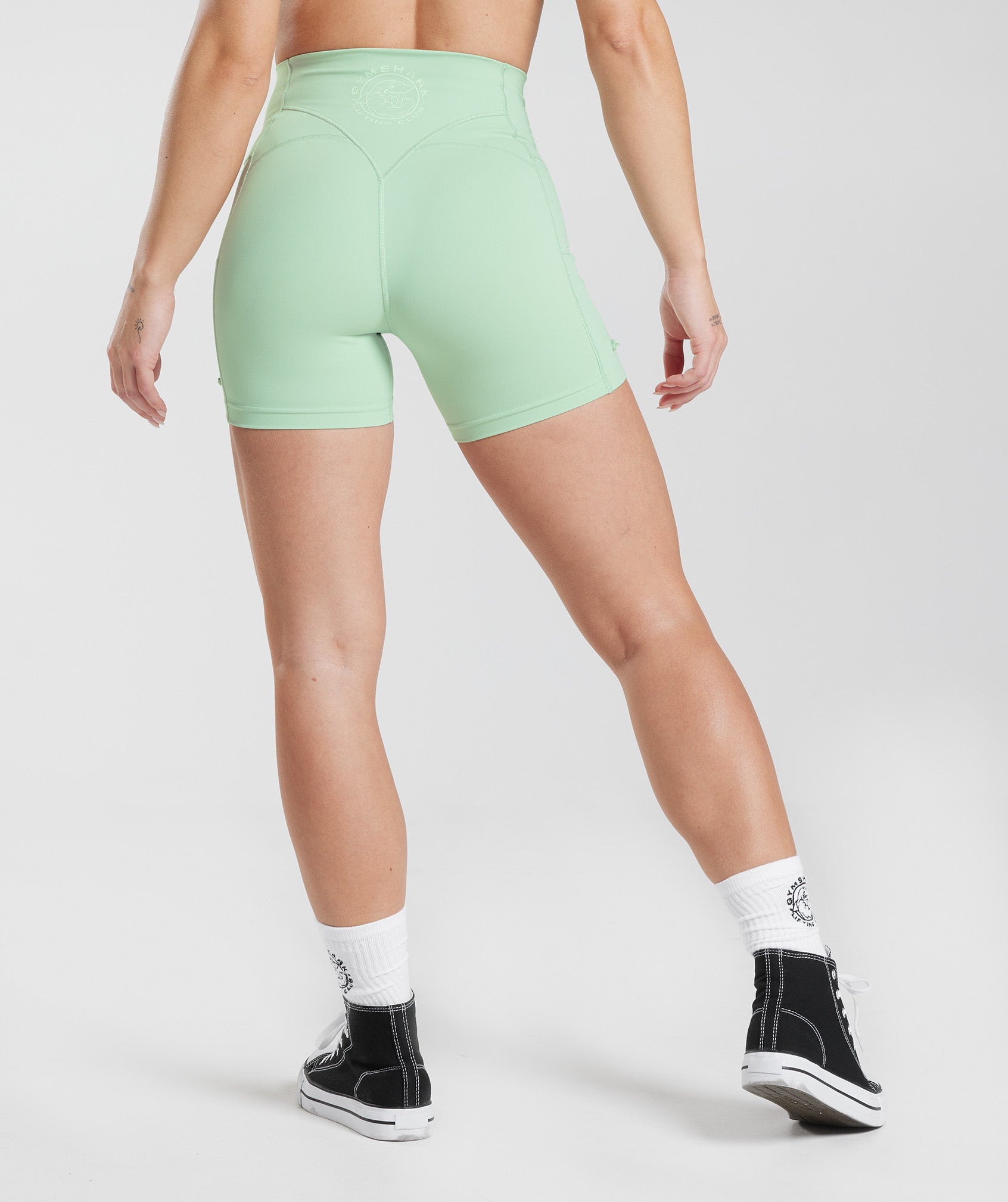 Legacy Ruched Tight Shorts in Mist Green - view 2