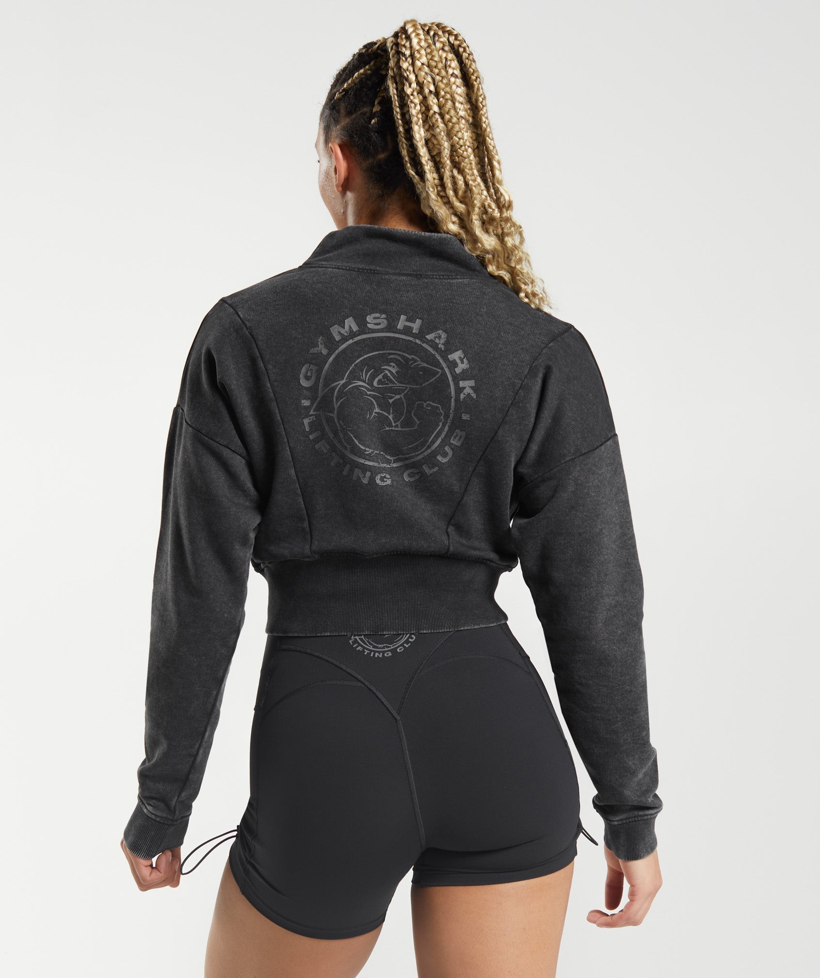 Gymshark Legacy Short Sleeve Crop Hoodie - Black