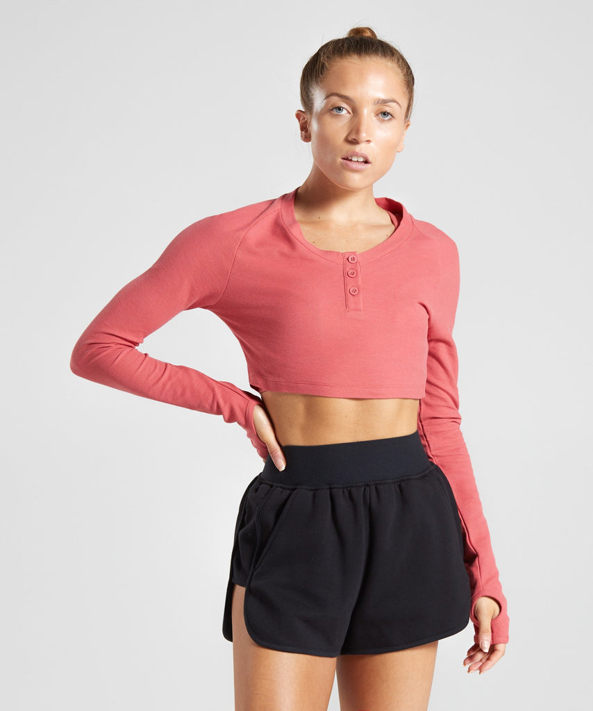 Download Gymshark Legacy Fitness Long Sleeve Crop Top - Brick Red ...