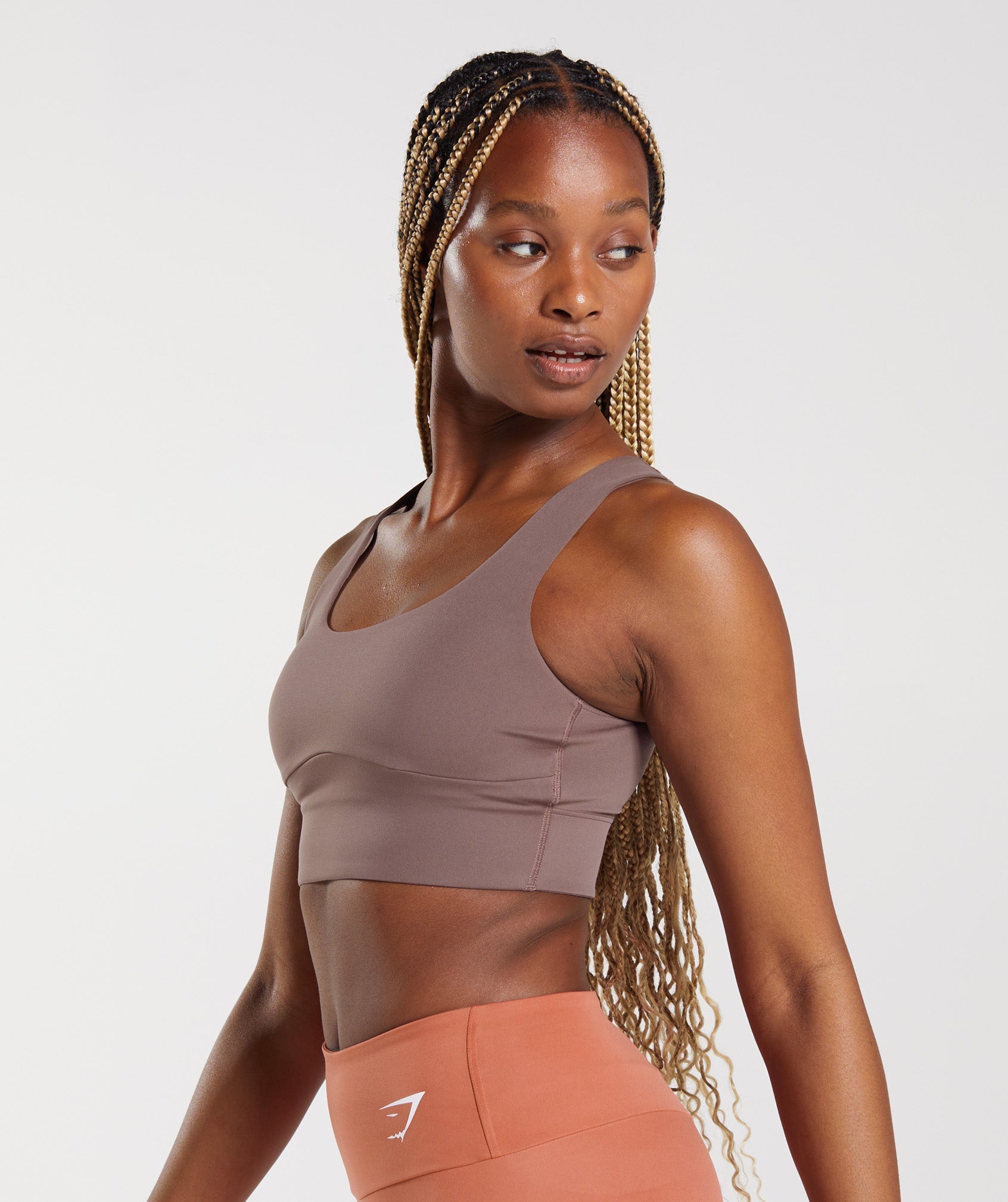 Longline Sports Bra in Truffle Brown - view 3