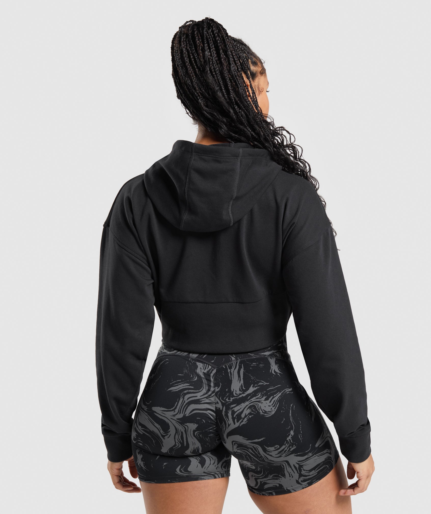 GS Power Cropped Zip Hoodie in Black - view 2