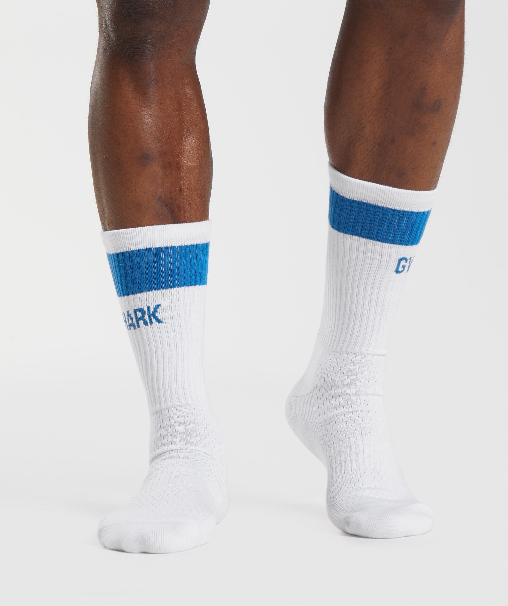 Premium Jacquard Single Socks in White/Meridian Blue - view 3