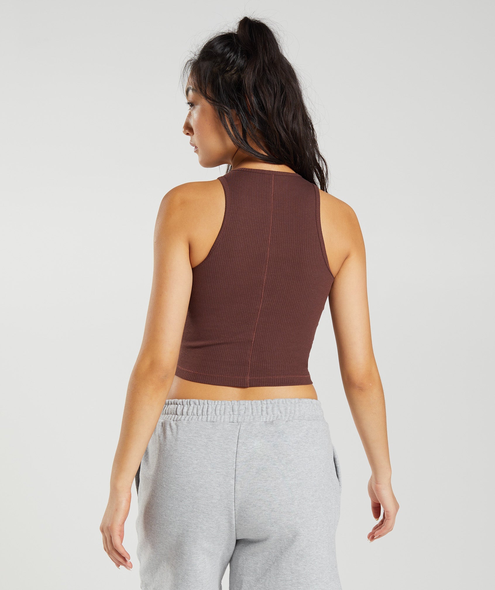 Gymshark Cotton Rib Midi Tank - Brown