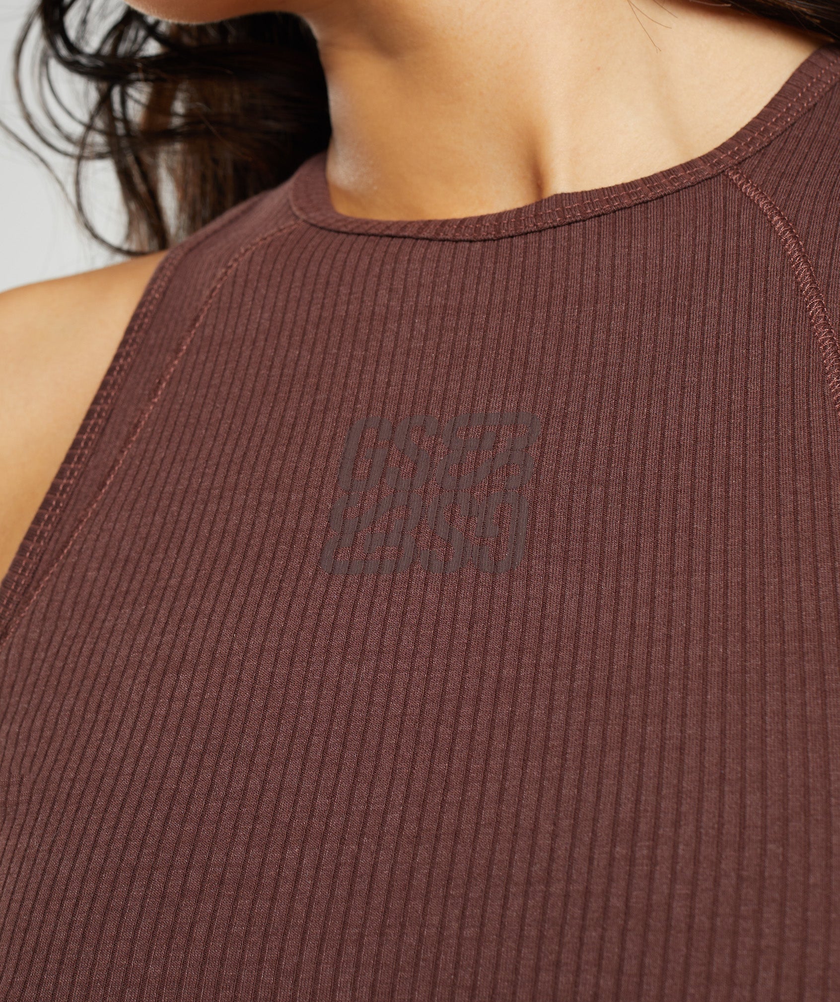 Gymshark Cotton Rib Midi Tank - Brown