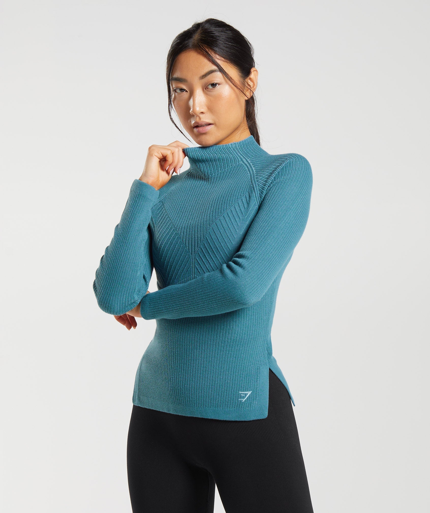 Gymshark Adapt Animal Seamless Long Sleeve Top - Wild, Navy