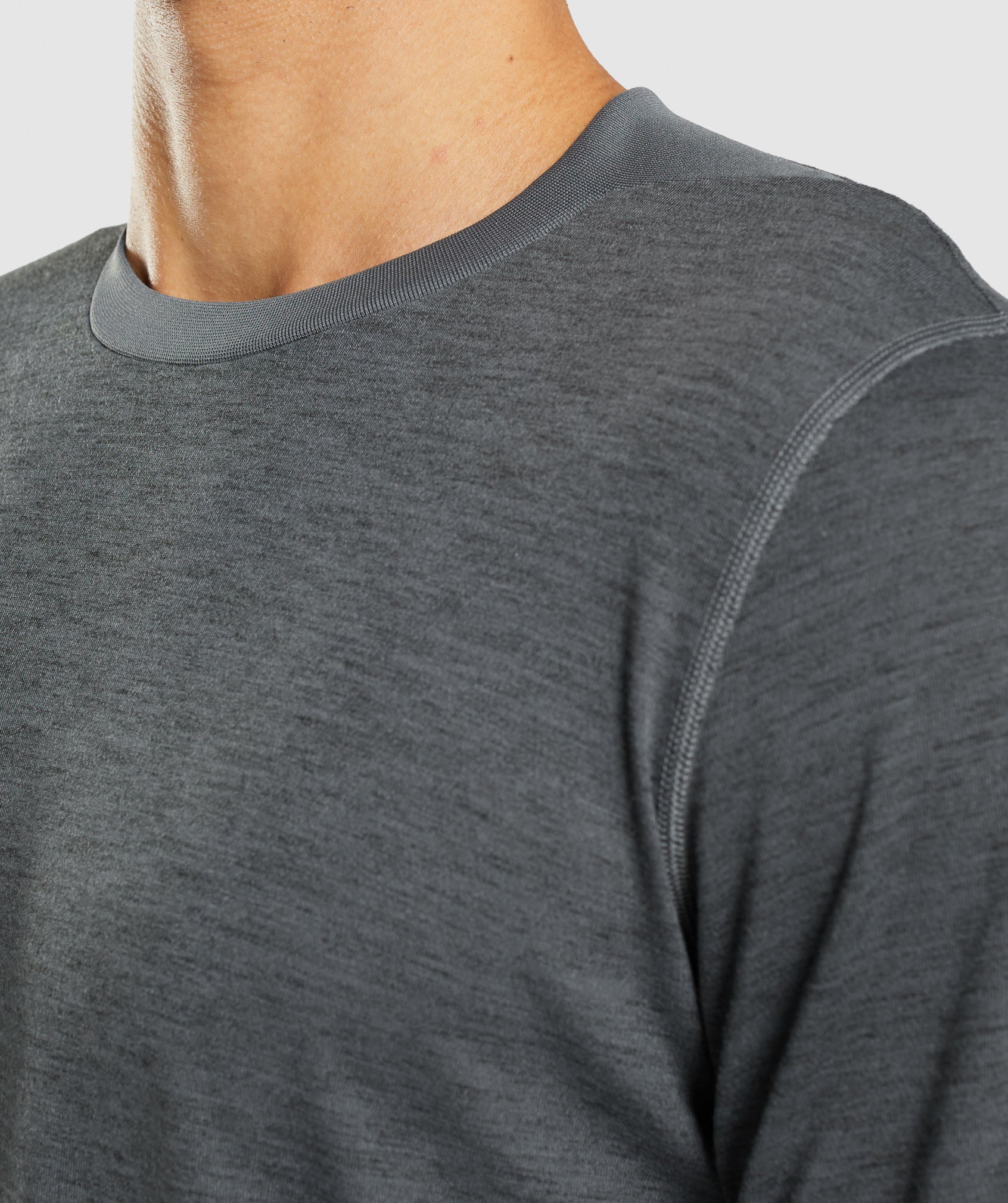 Retake Long Sleeve T-Shirt in Charcoal Marl