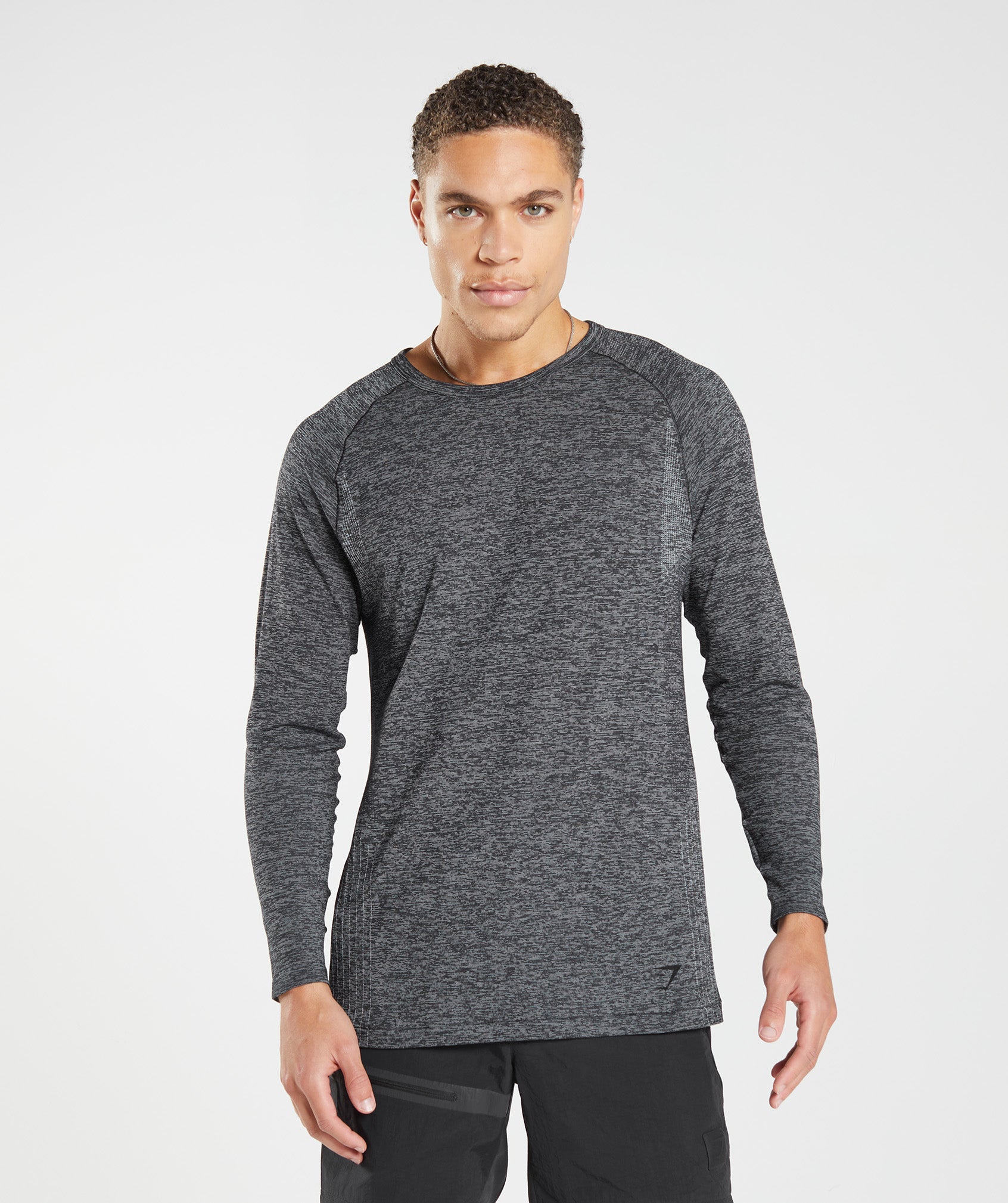 Gymshark Retake Seamless Long Sleeve T-Shirt Black/White Marl Gymshark