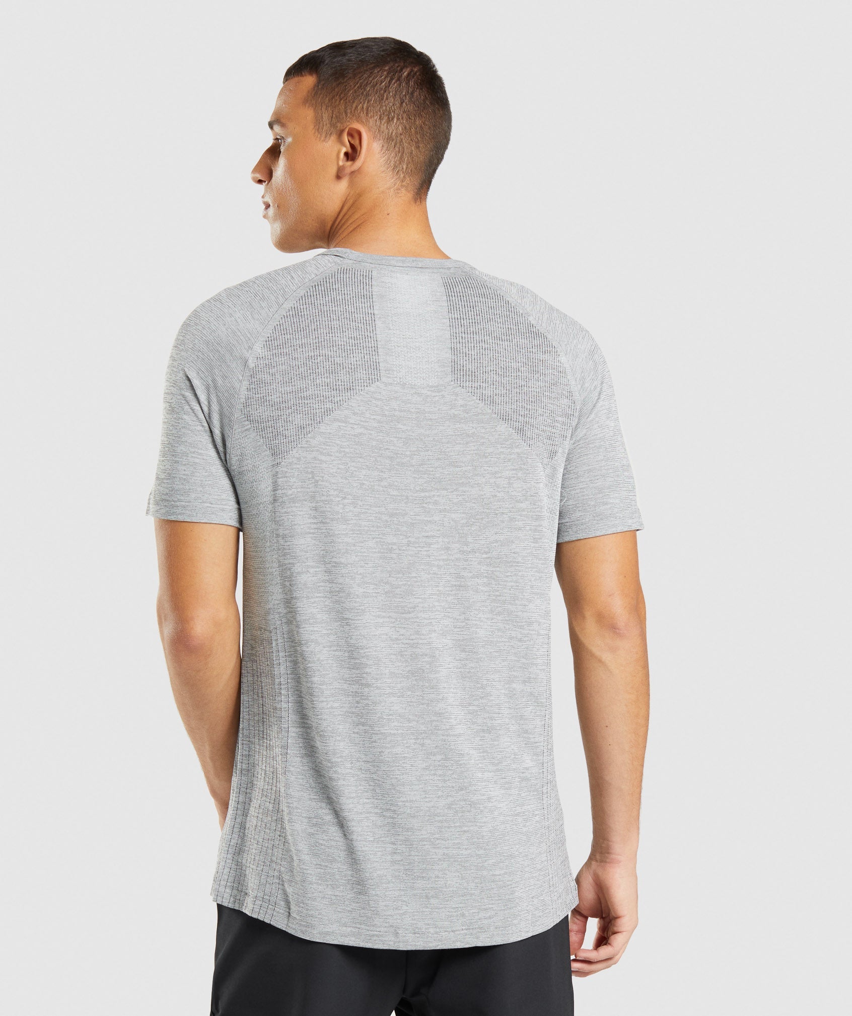 Retake Seamless T-Shirt in Light Grey/Black Marl