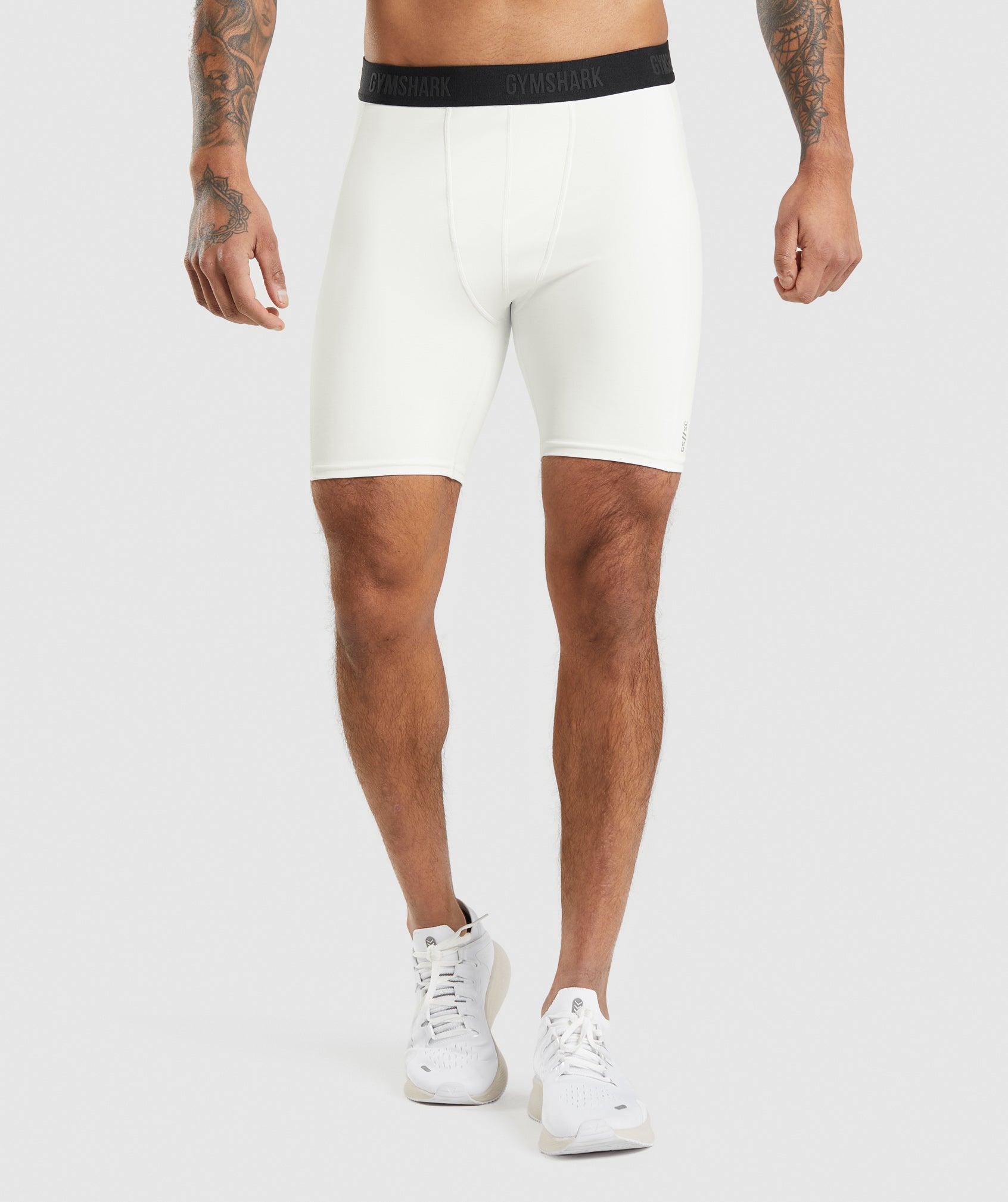 Gymshark//Steve Cook Baselayer Shorts in Off White - view 1