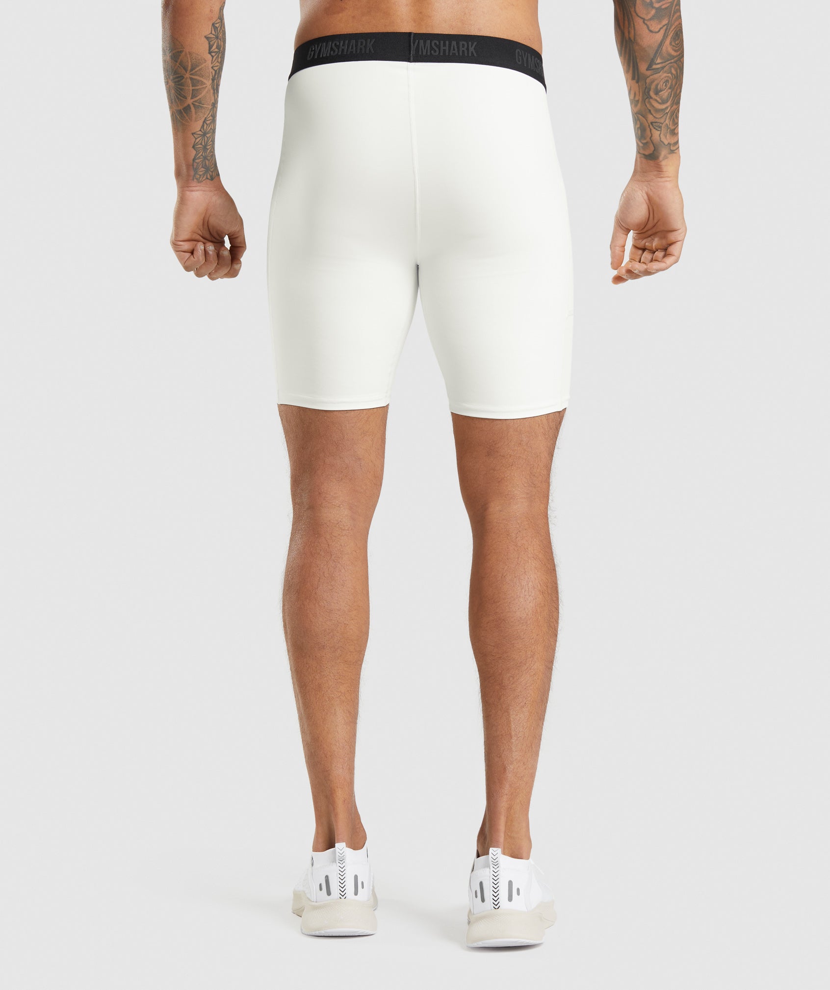 Gymshark//Steve Cook Baselayer Shorts in Off White - view 2