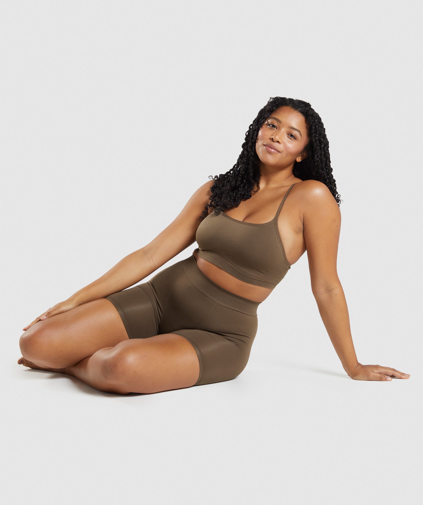 Seamless Scoop Neck Bralette in Walnut Brown - view 4