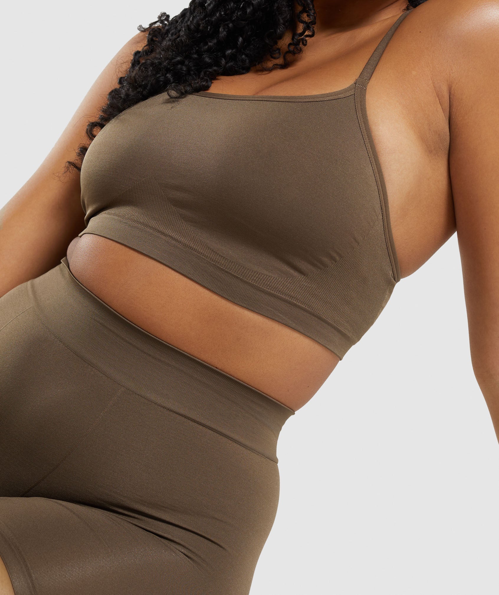 Seamless Scoop Neck Bralette in Walnut Brown - view 5