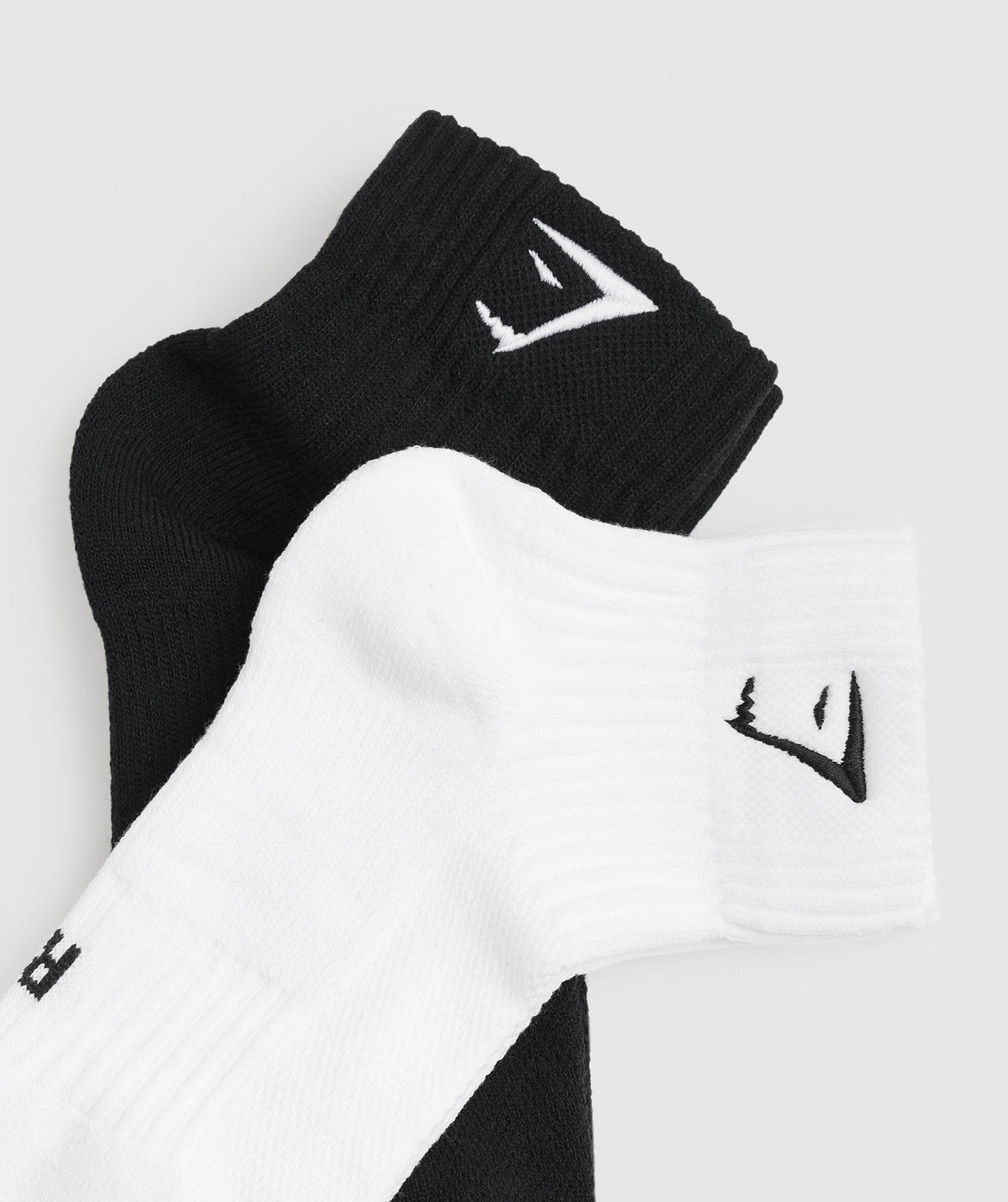 Gymshark Sharkhead Embroidered Quarter Socks 2pk - White/Black | Gymshark