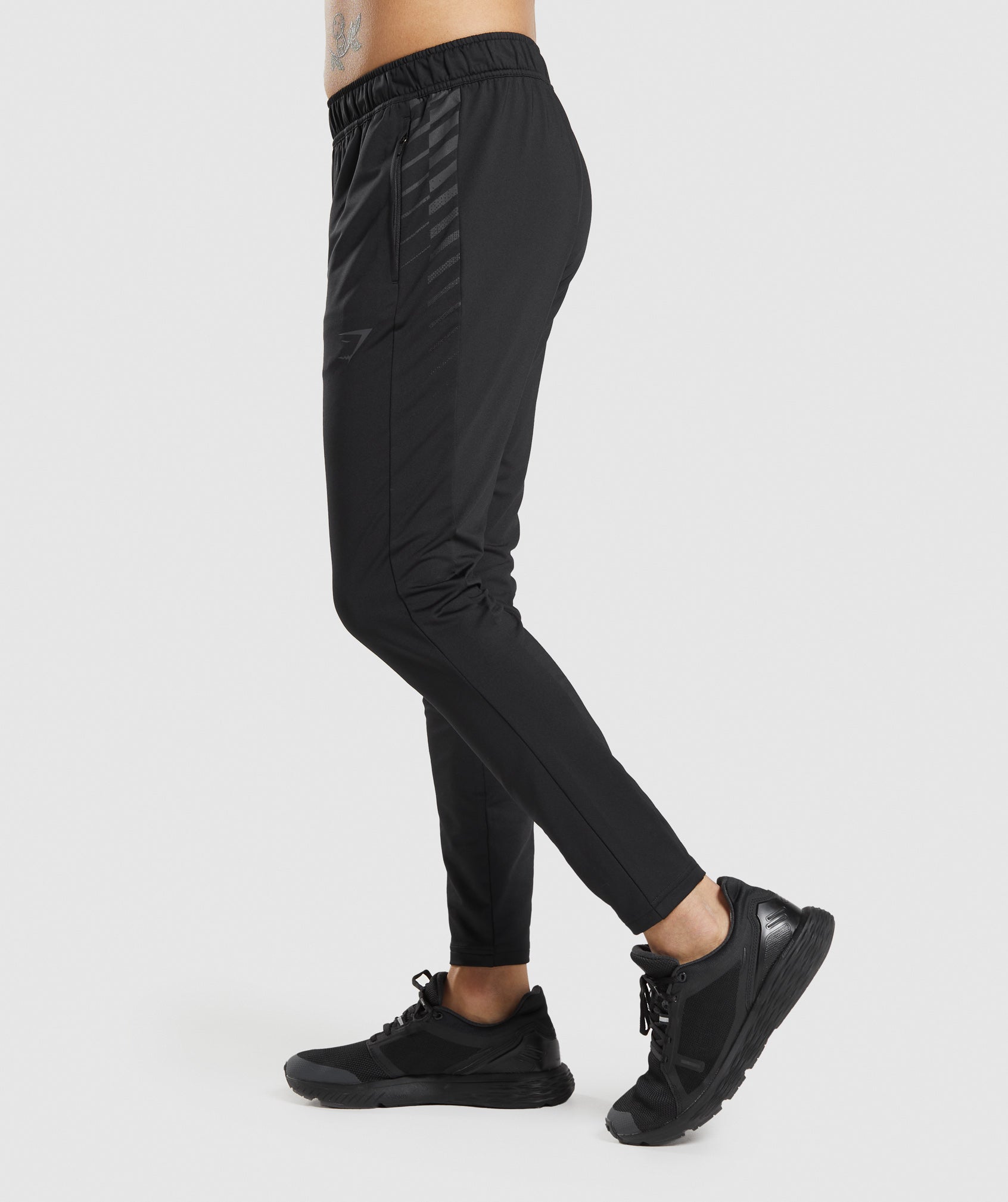 Silver Stripe Joggers Black