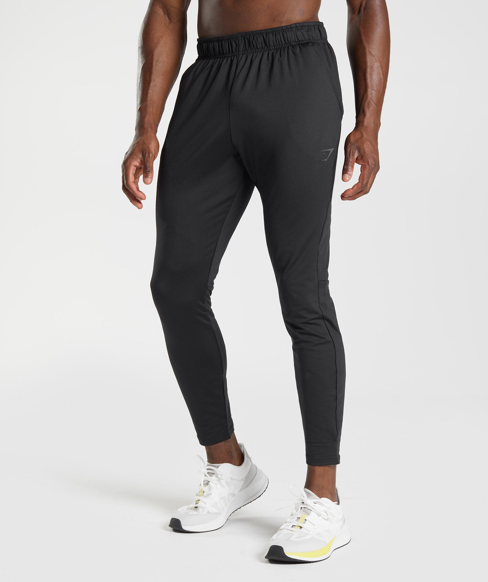 Men's Gym Cotton Fleece Slim Fit Jogging Bottoms - Blue/Black