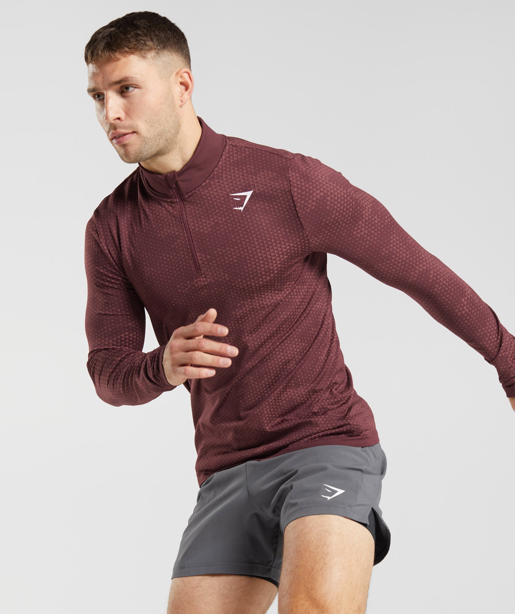 Sport Seamless 1/4 Zip in Baked Maroon/Rosewood Red - view 3