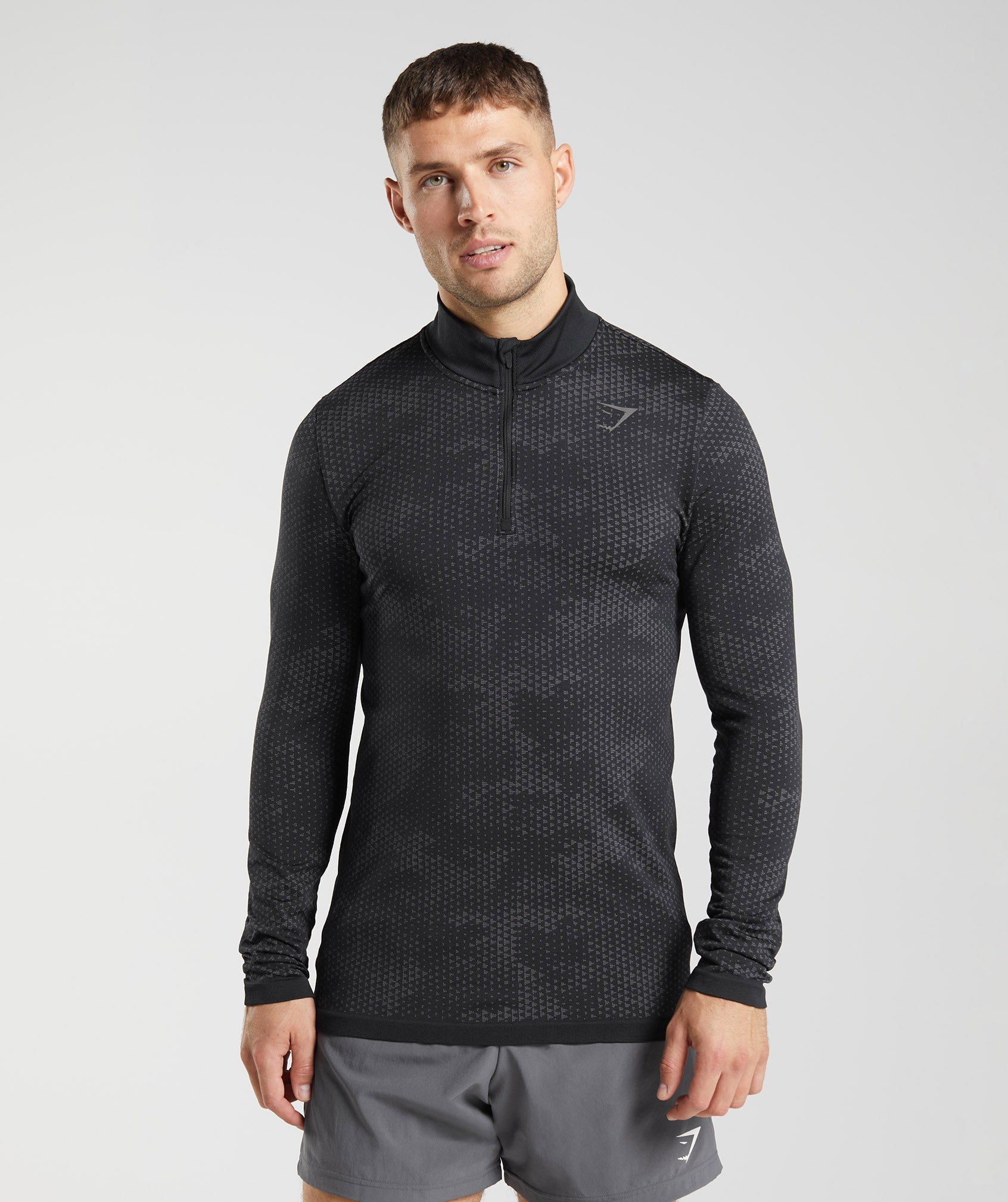 Sport Seamless 1/4 Zip in Black/Silhouette Grey - view 1