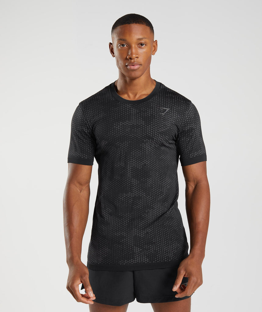 Gymshark Sport Seamless T-Shirt - Black/Silhouette Grey | Gymshark