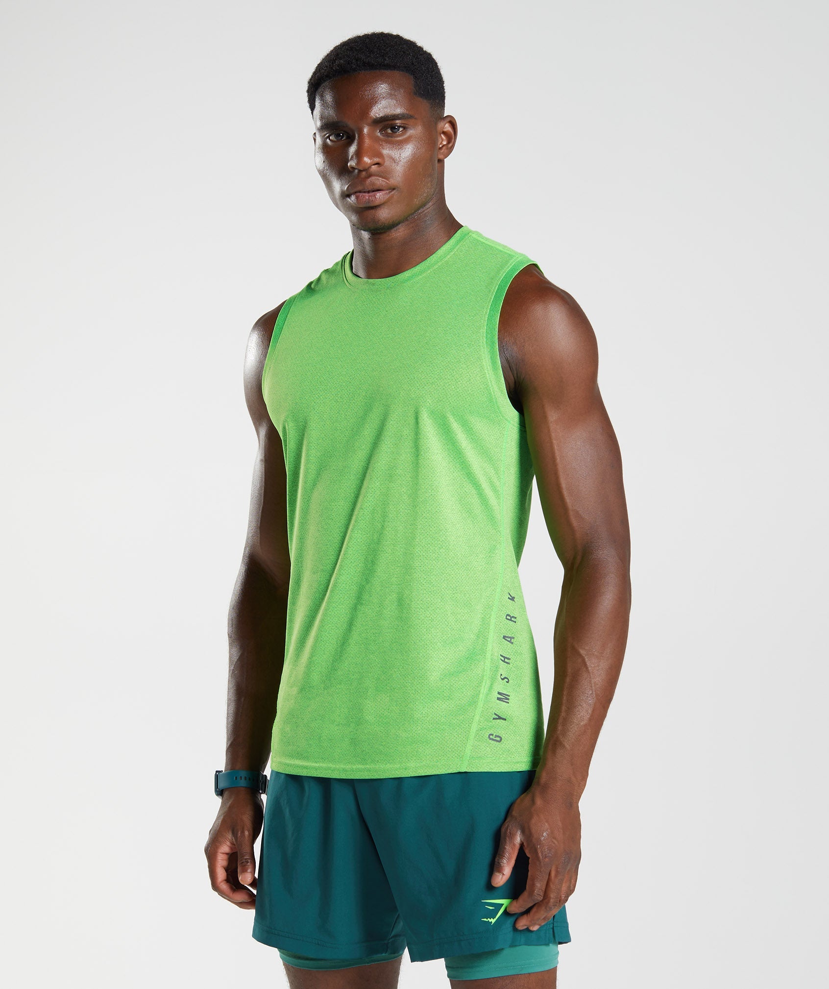 Sport Tank in Fluo Lime/Black Marl - view 1