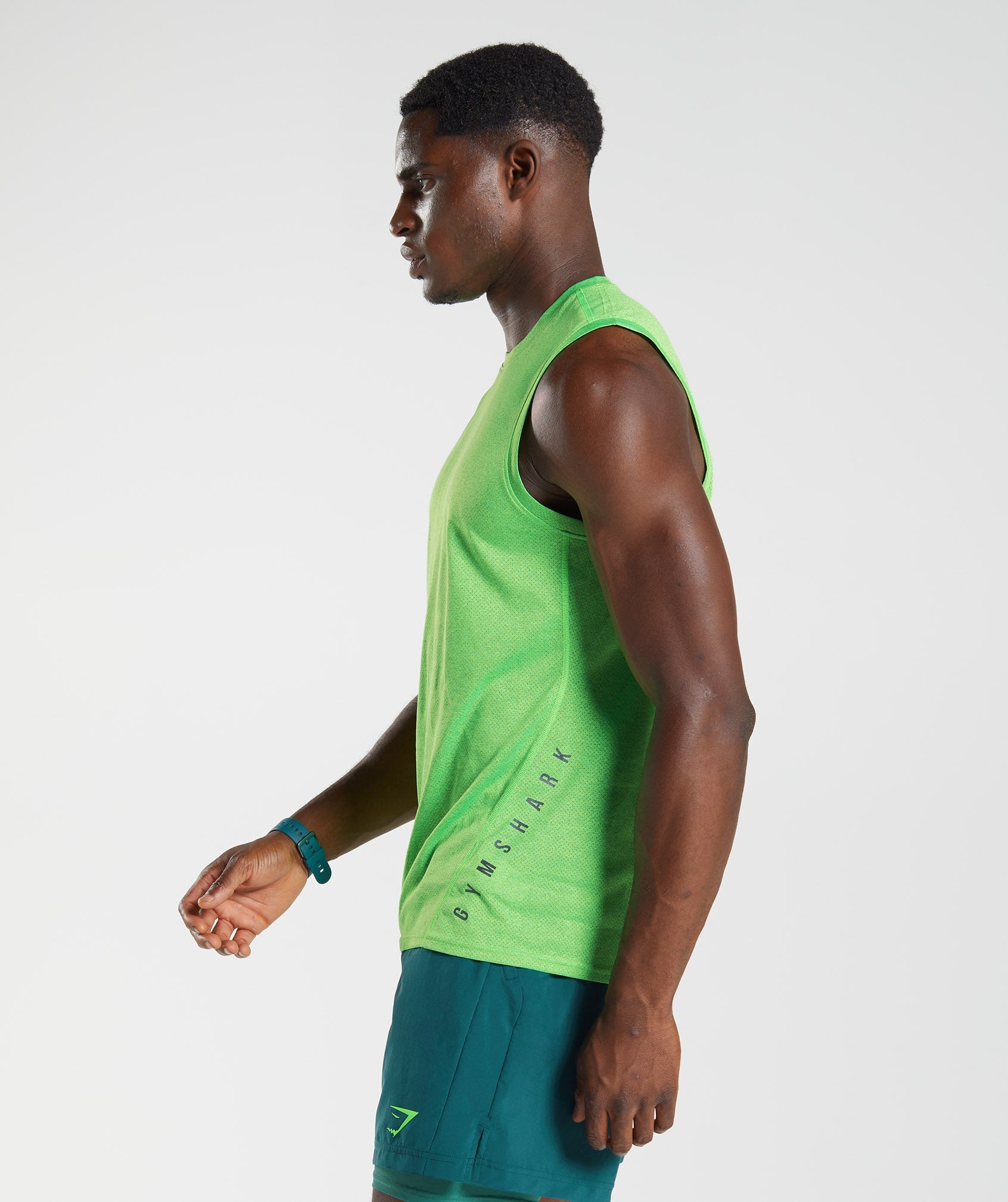 Sport Tank in Fluo Lime/Black Marl - view 3